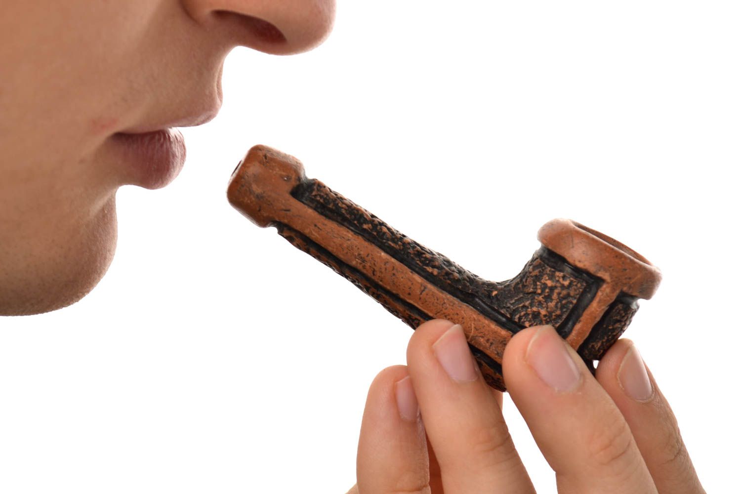 Pfeife zum Rauchen handgemacht Keramik Handarbeit Geschenk für Männer braun foto 1