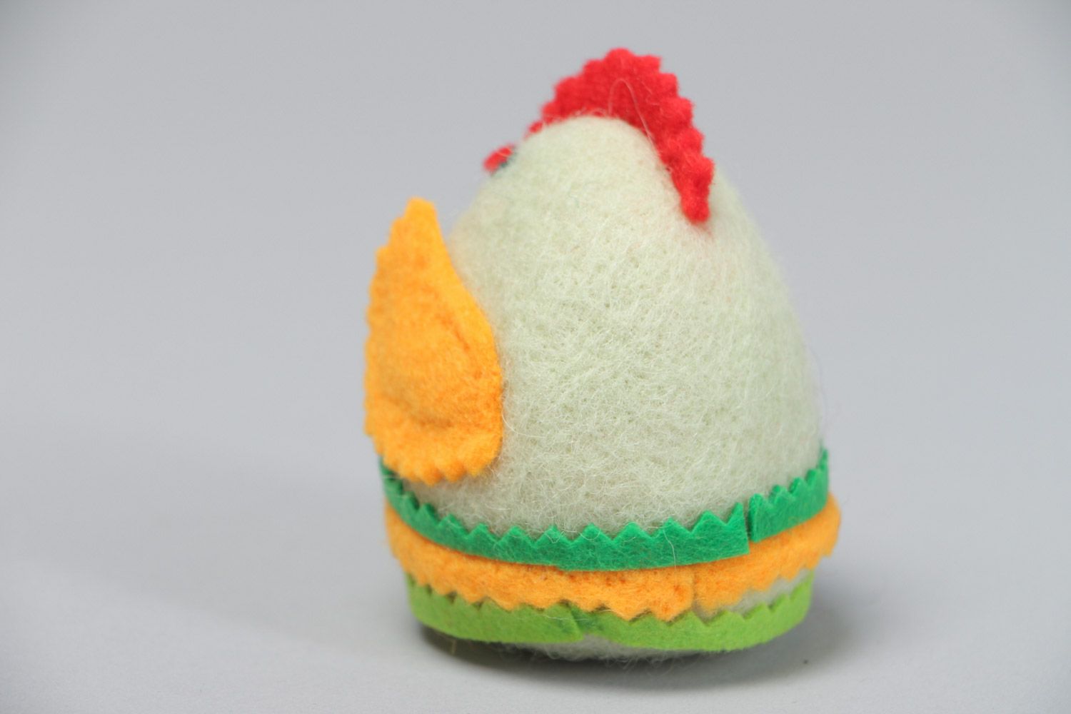 Handmade small toy chicken made using wool felting technique home decor photo 3