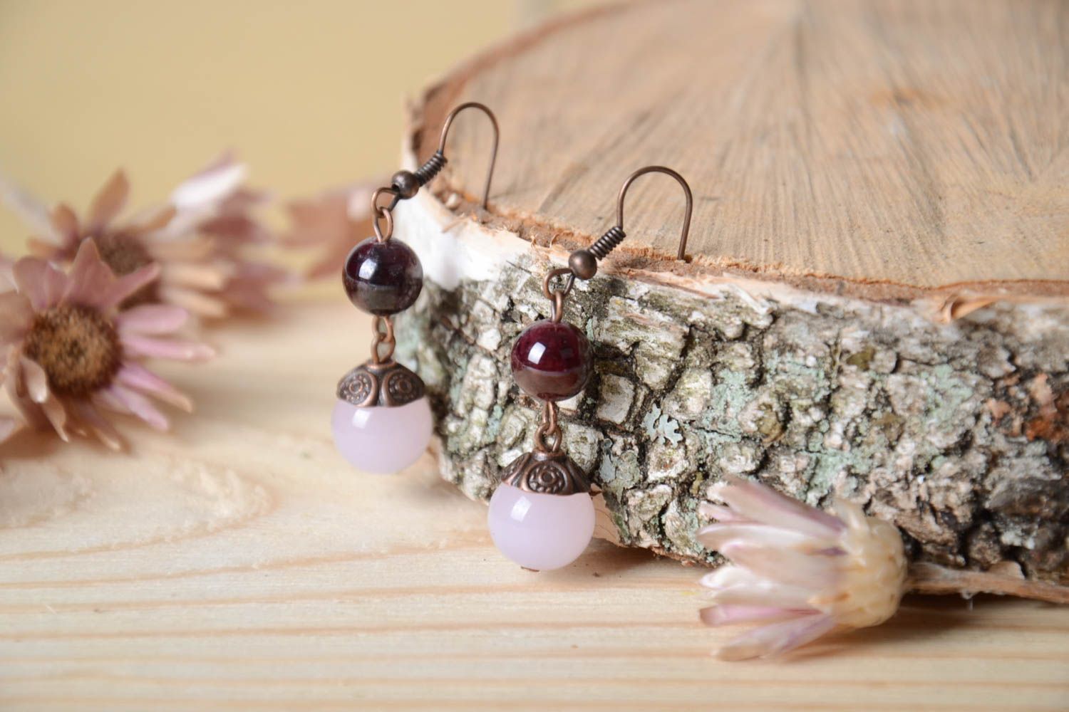 Handmade designer elegant earrings unusual earrings with charms cute accessory photo 1