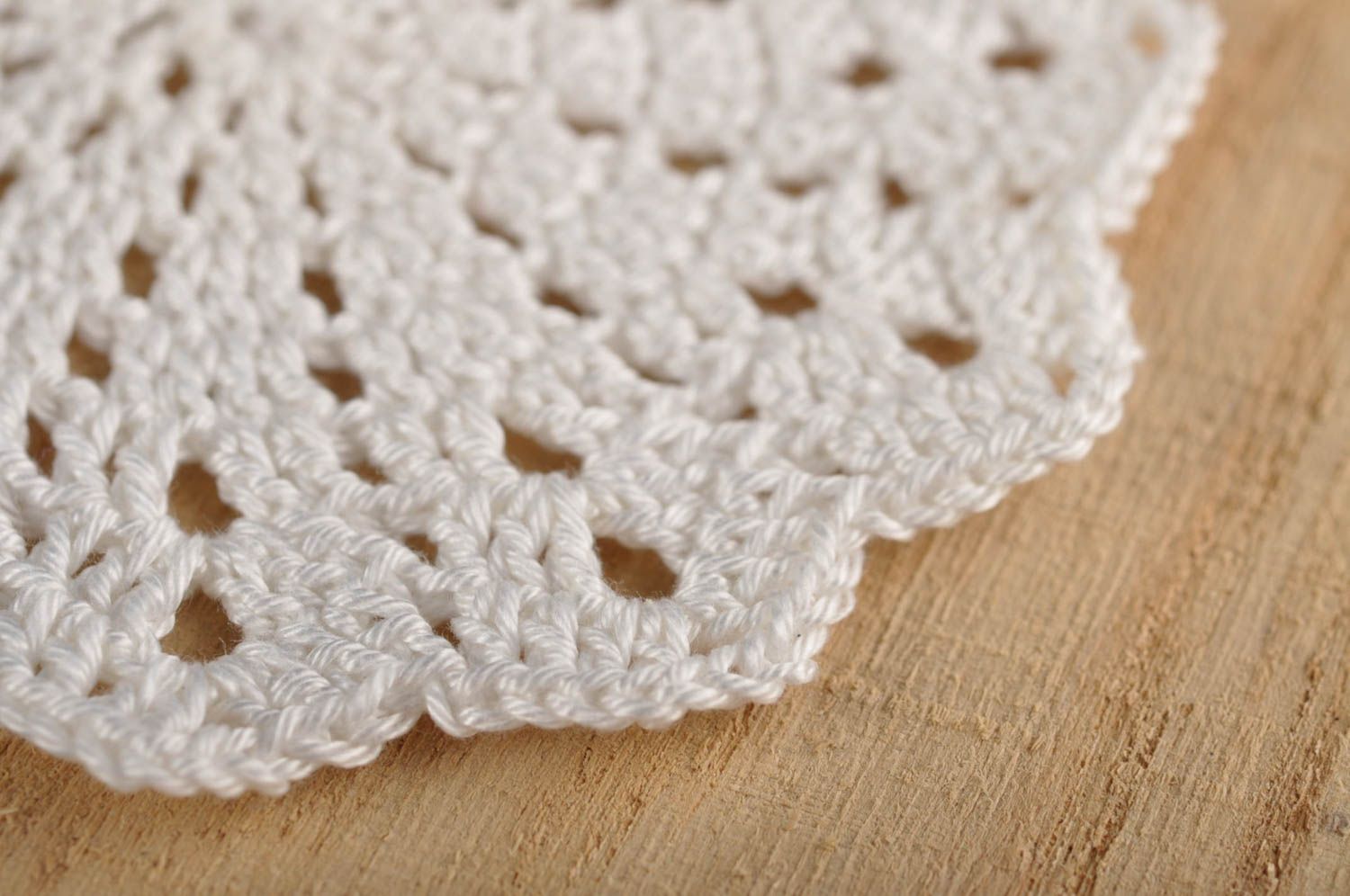 Handmade designer coaster white crocheted coaster beautiful textile for home photo 3