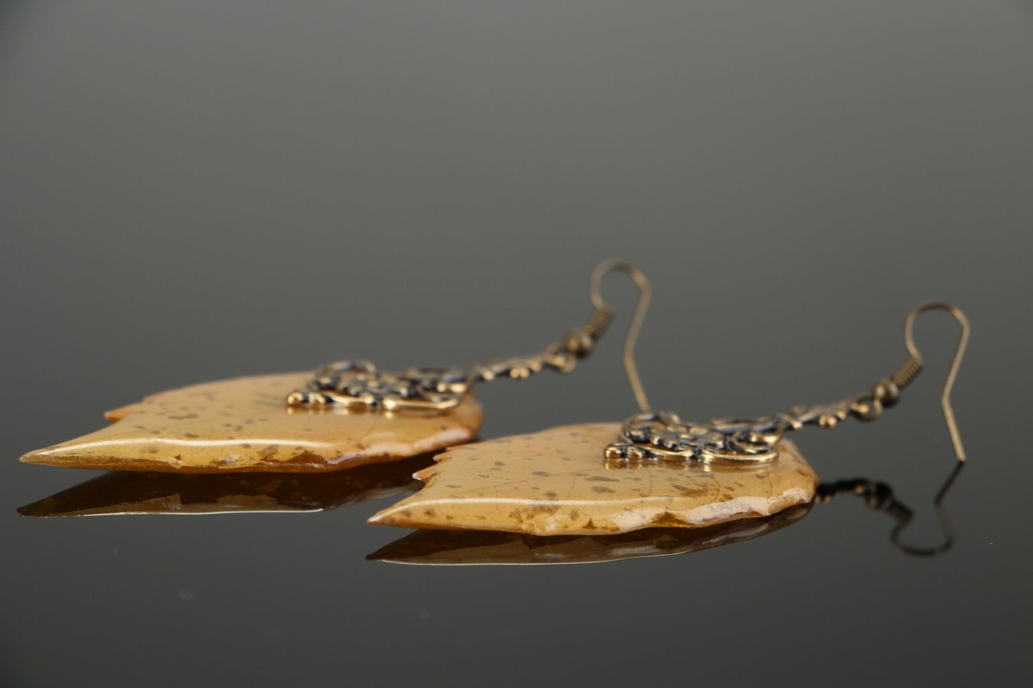 Earrings with epoxy autumn leaves photo 2