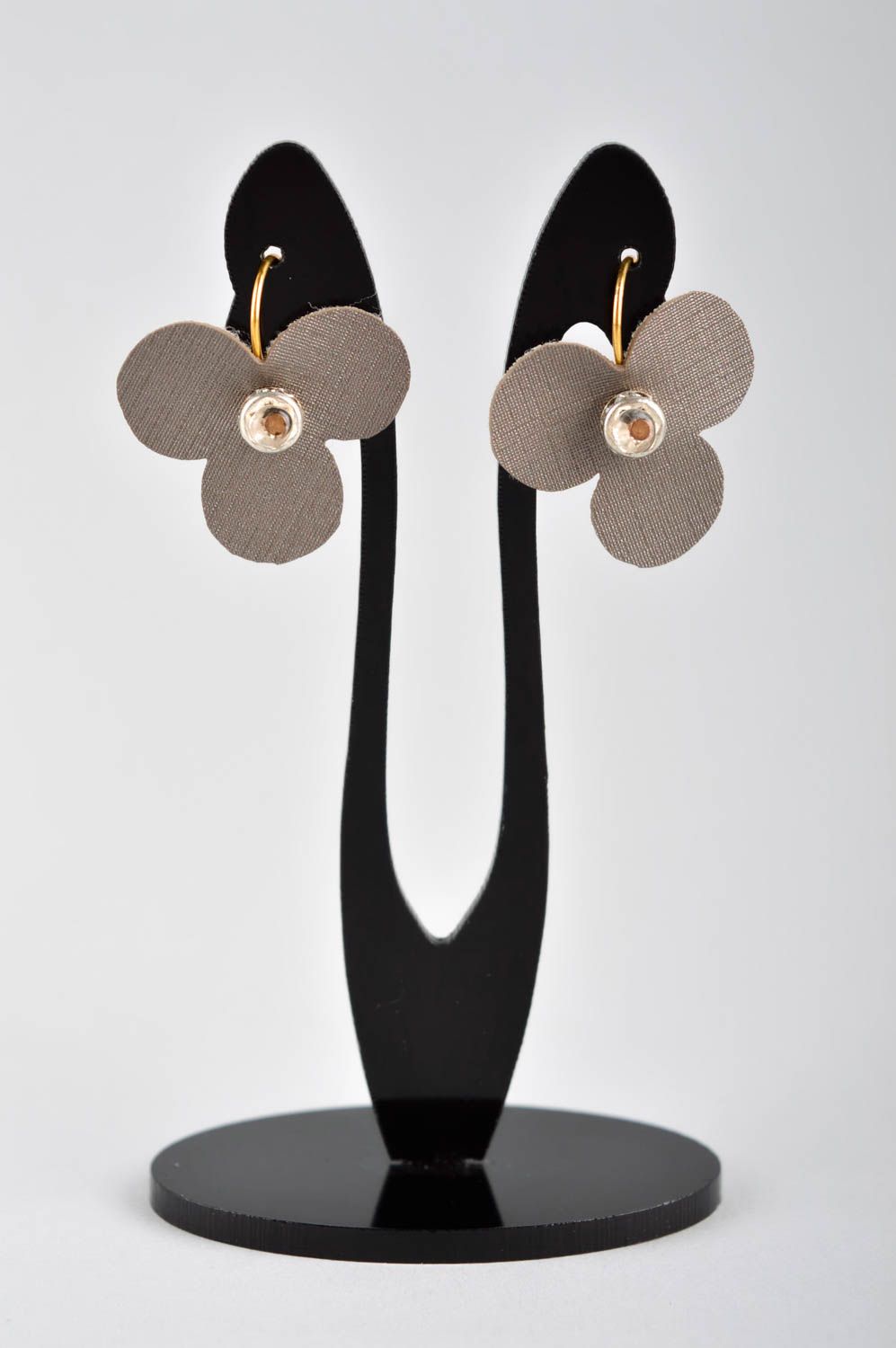Boucles d'oreilles en cuir Bijou fait main design avec strass Cadeau femme photo 2