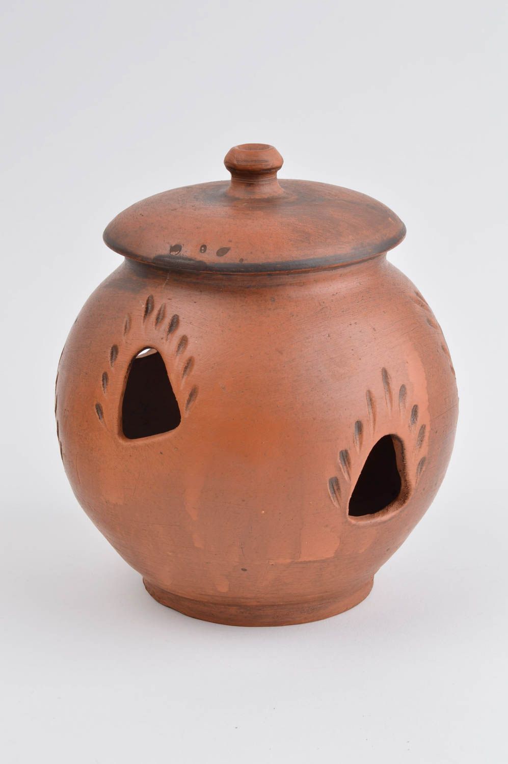 Pote de barro original cocina cerámica artesanal elemento decorativo modelado foto 2