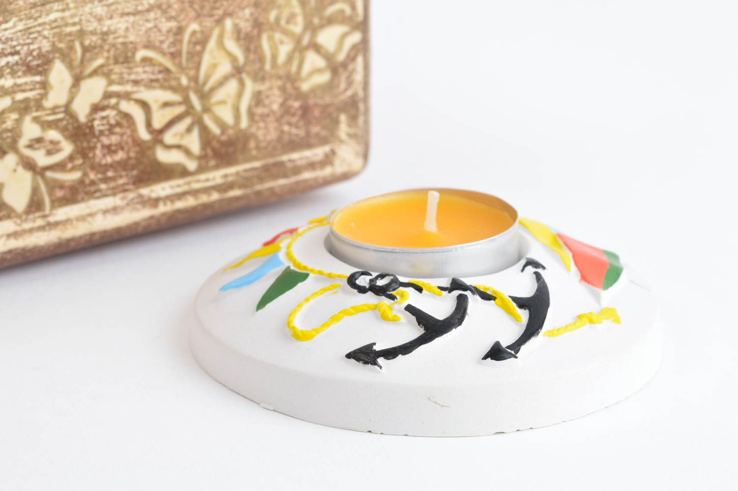 Kerzenhalter aus Gips handmade schöner Kerzenhalter Kerzenständer Teelicht foto 1