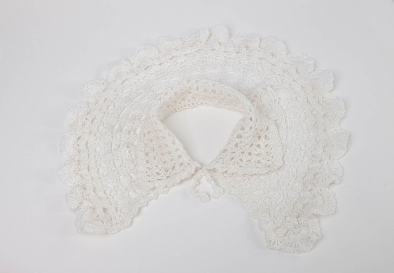 Col tricoté fait main Accessoires tricot blanc ajouré au crochet Cadeau femme photo 3