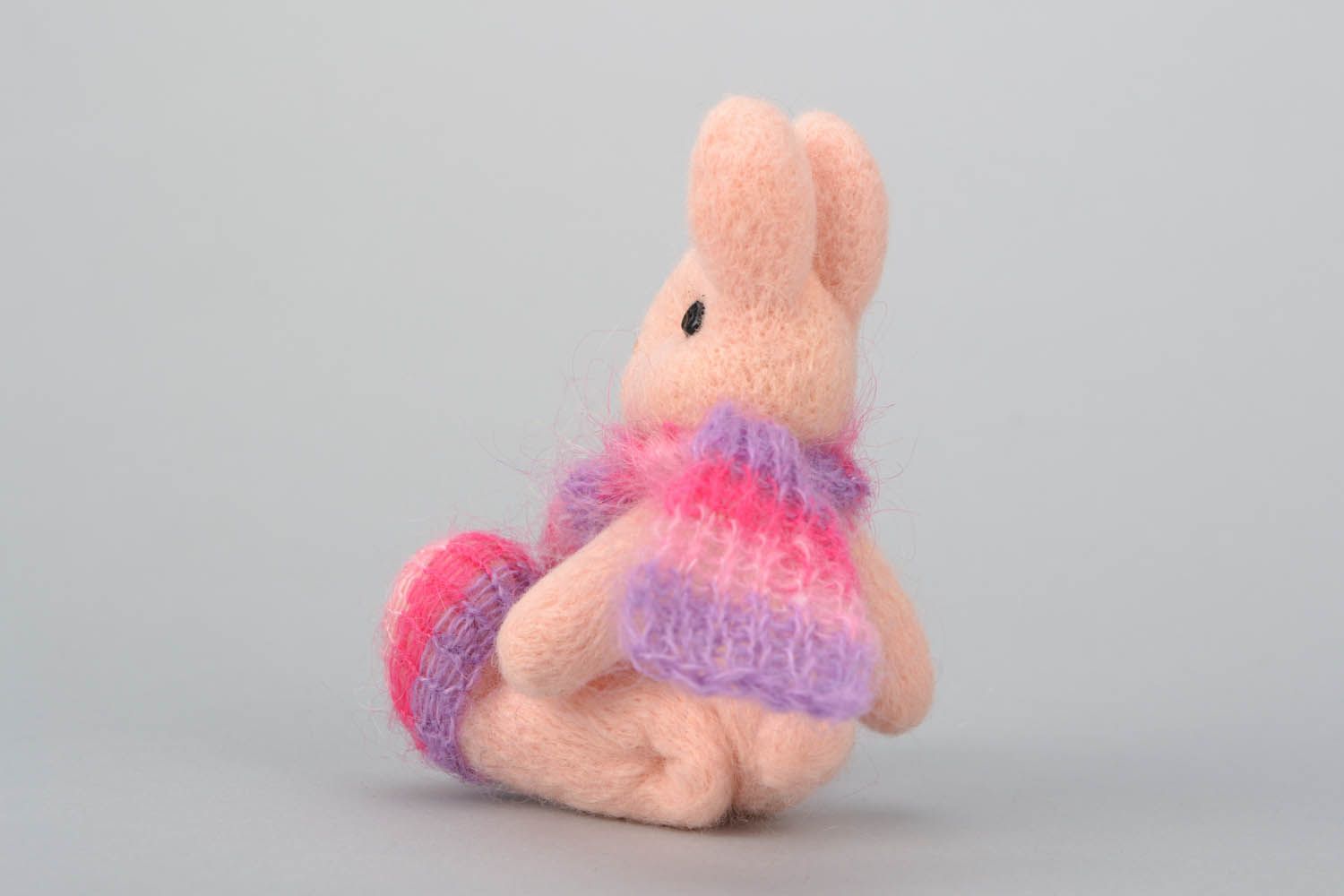 Soft woolen toy Pink rabbit photo 4