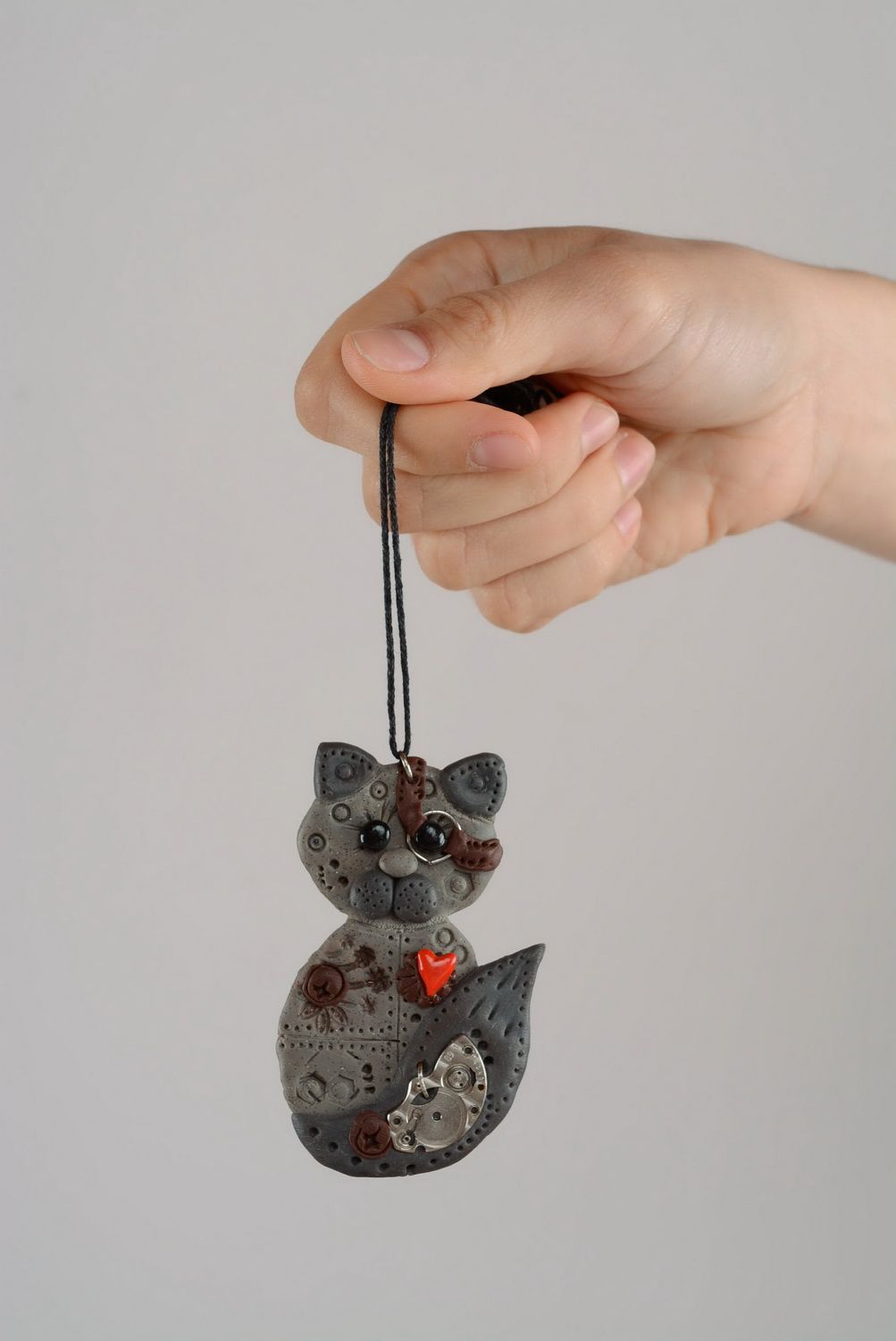 Pendant made of polymer clay Kitty photo 3