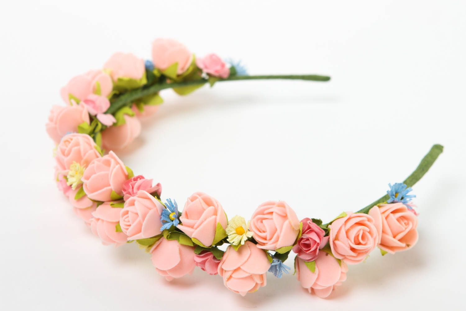 Serre-tête fleurs fait main Accessoire cheveux rose délicat Cadeau pour femme photo 3