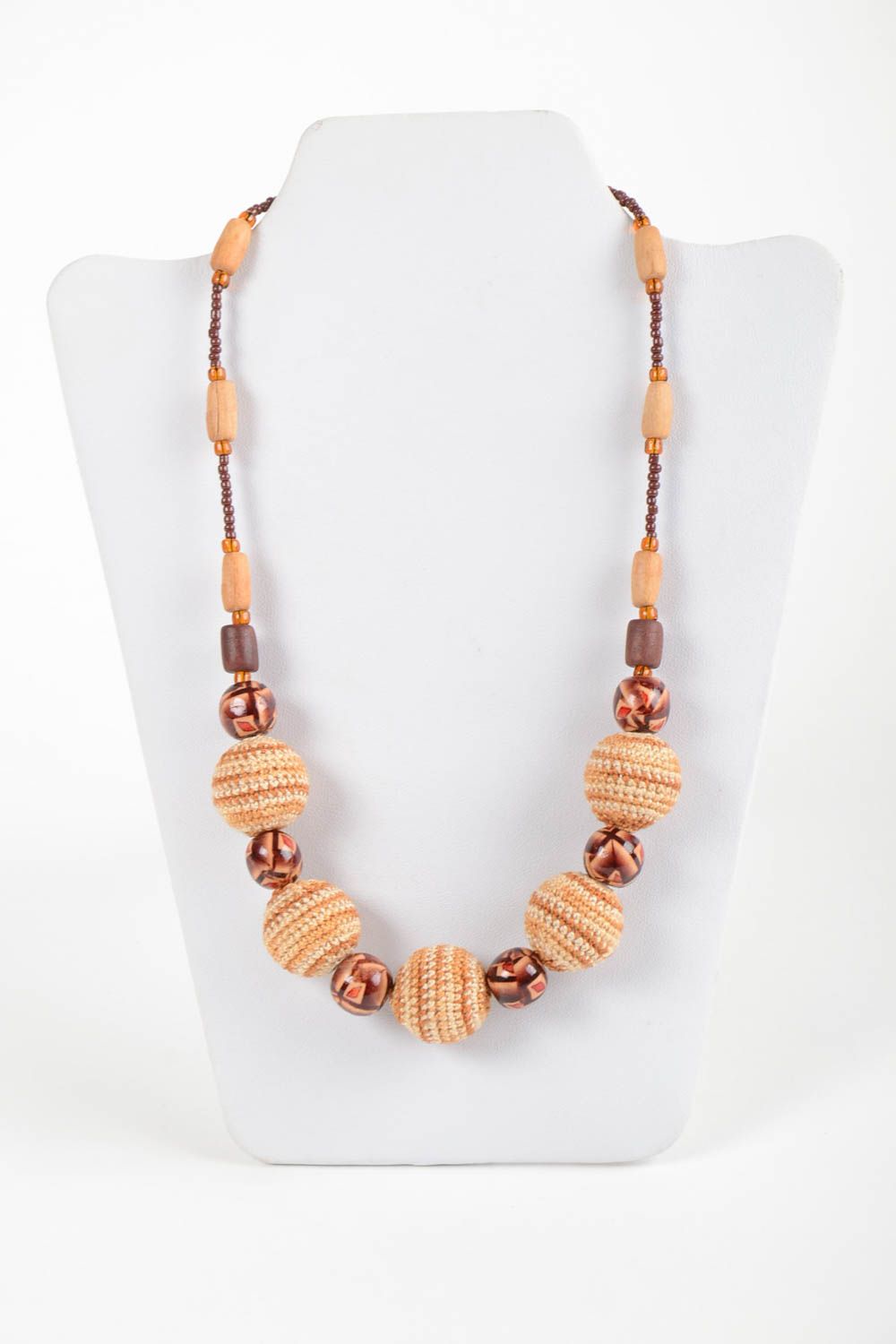 Brown designer necklace handmade wooden accessory stylish beautiful jewelry photo 2