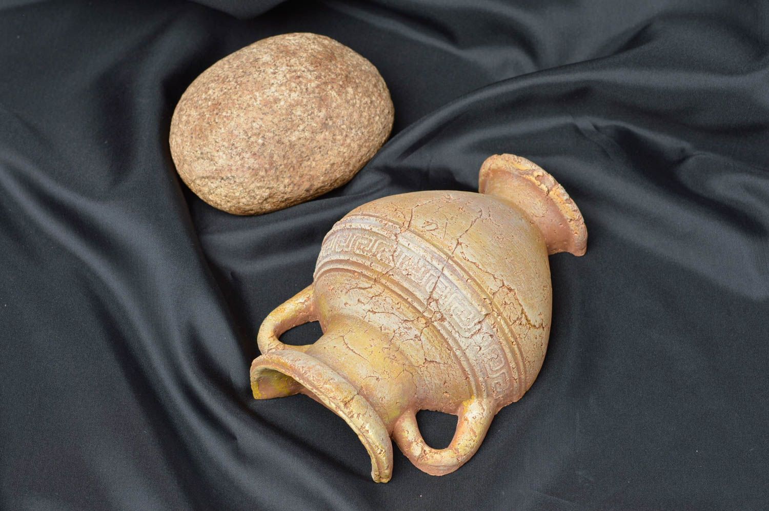 5 inches Greek amphora style ceramic decorative panel 0,95 lb photo 1