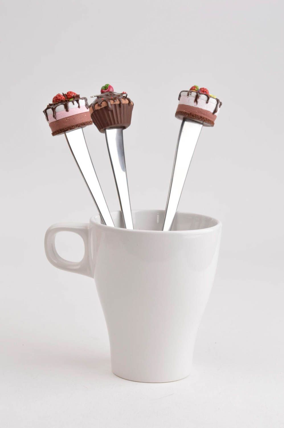 Set of 3 handmade caps for teaspoons designer kitchenware decorative use only photo 5