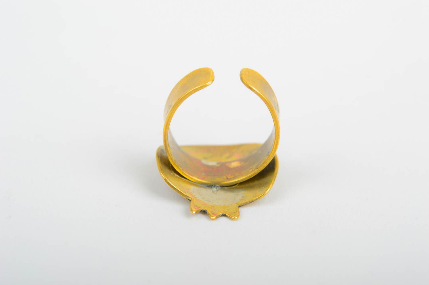 Кольцо ручной работы стильное кольцо из латуни украшение из металла Гранат фото 5