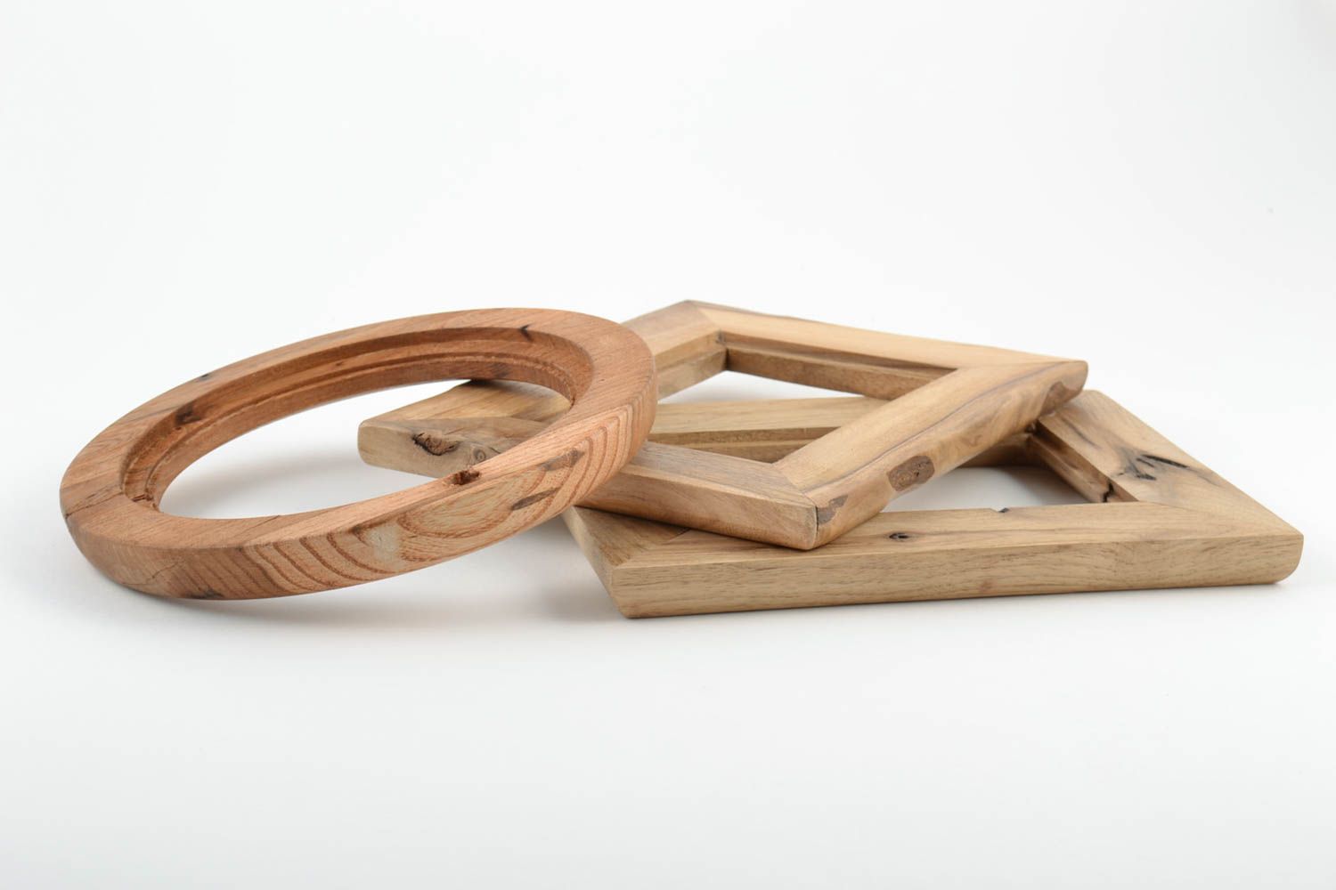 Cadres photo en bois faits main 3 pièces accessoires de créateur écologiques photo 2