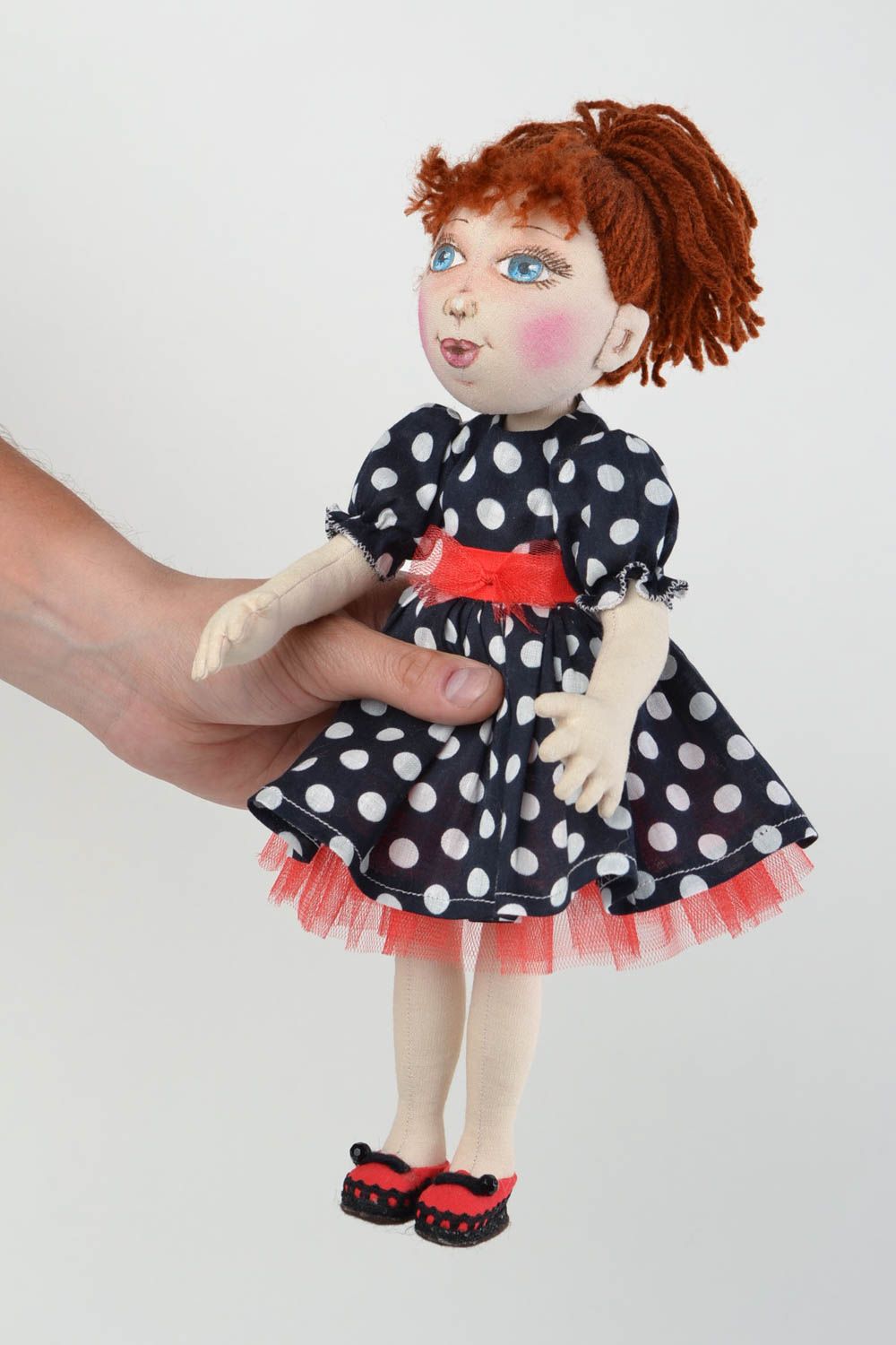 Beautiful handmade fabric soft doll for children and interior decor Jasmin photo 2