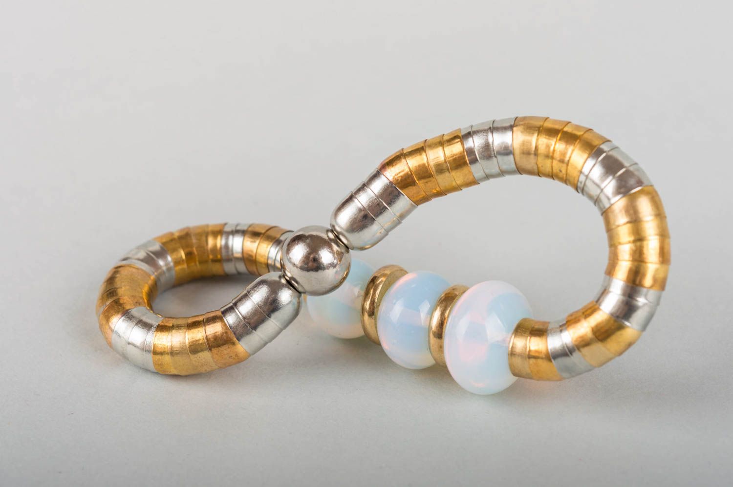 Natural stone bracelet brass jewelry handmade moonstone accessory photo 5