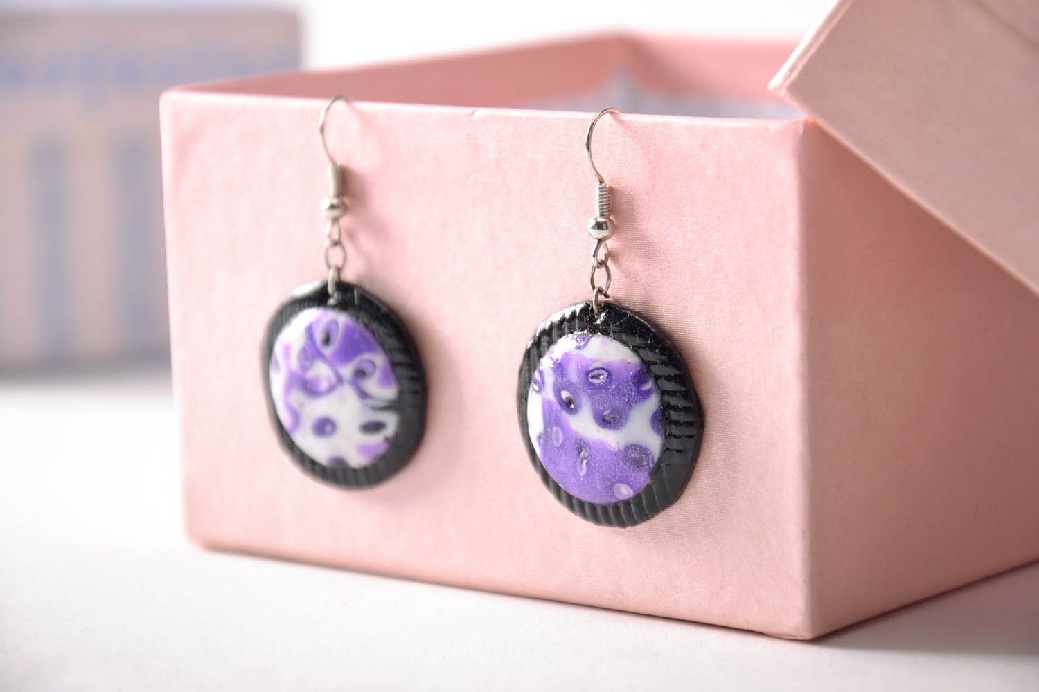 Earrings Made of Polymer Clay and Epoxy Resin photo 4