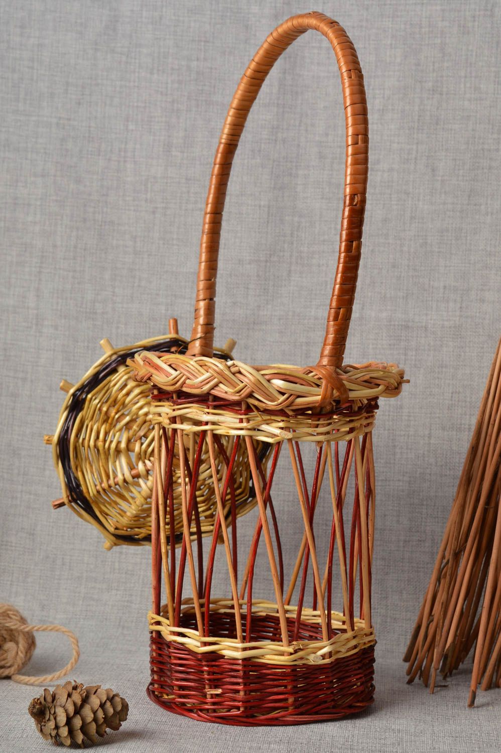 Unusual handmade woven cachepot interior decorating home goods gift ideas photo 1