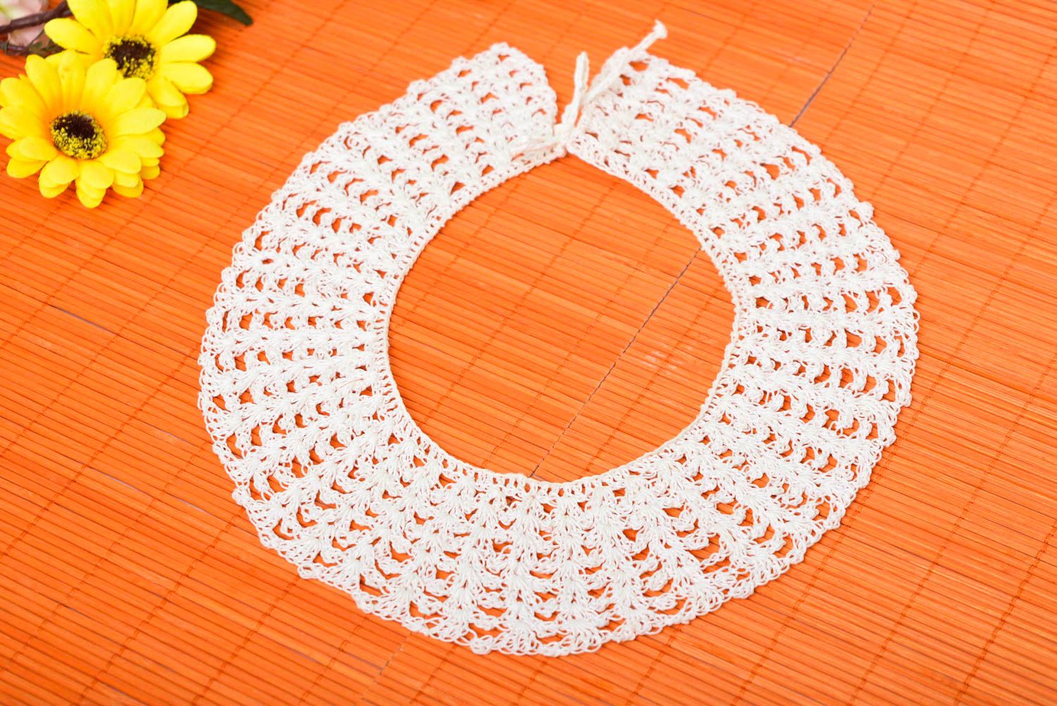 Handmade openwork collar for dress white crocheted collar fashion accessories photo 1