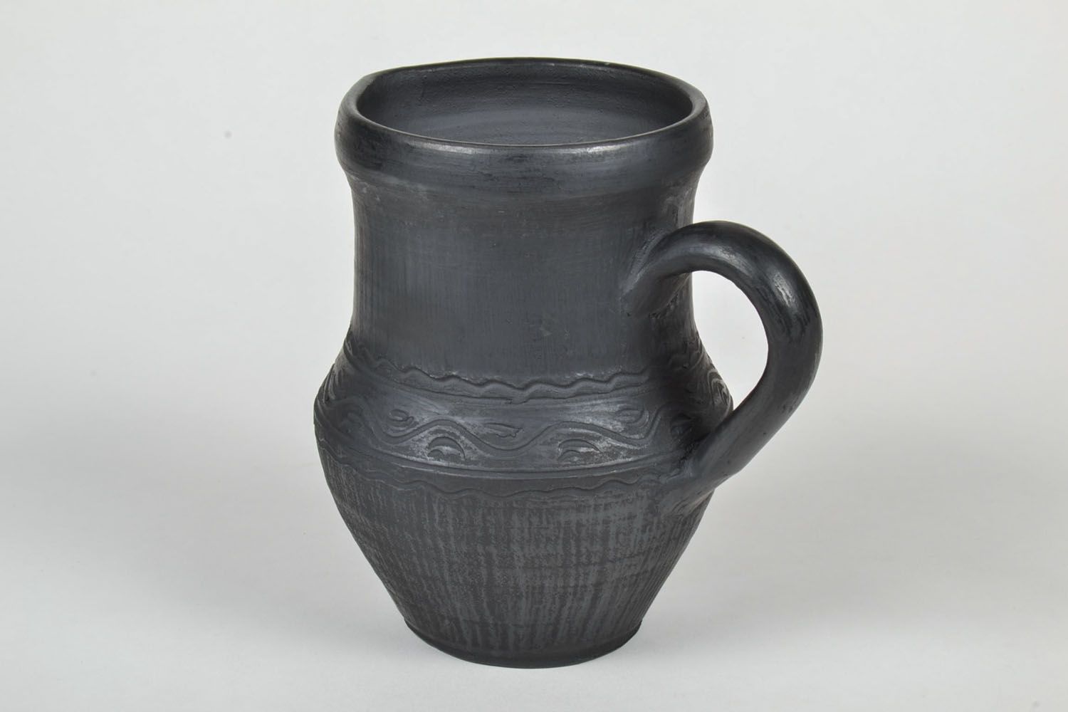 25 oz handmade black ceramic milk decanter with handle 1,7 lb photo 4