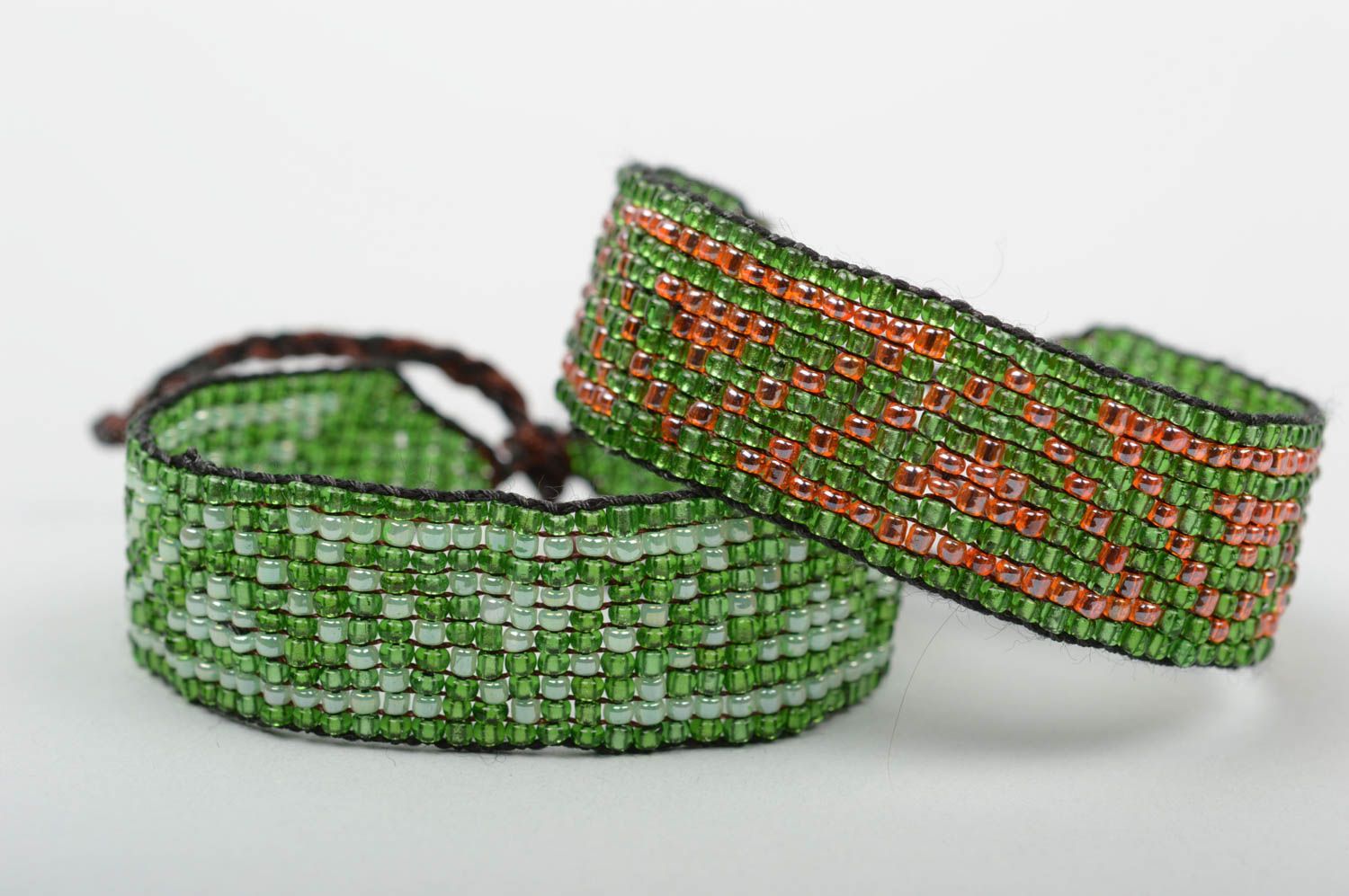 Bracelets perles rocaille Bijoux fait main 2 pièces vertes Accessoires femme photo 1