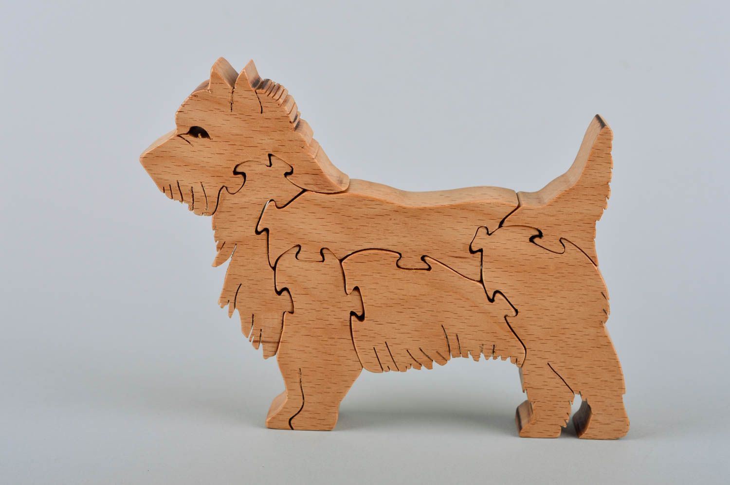 Puzzle 3D en bois fait main Jouet d'éveil écologique chien Cadeau bébé photo 2