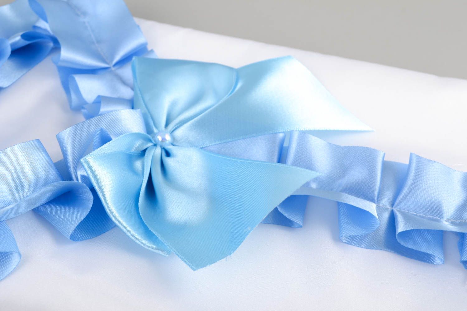 Money envelope is made of satin. It is created in white and blue color. Wedding envelope for money will help newlyweds collect enough money. The product is very beautiful and unusual. It will certainly be enjoyed by the guests. Celebrate important life ev photo 1