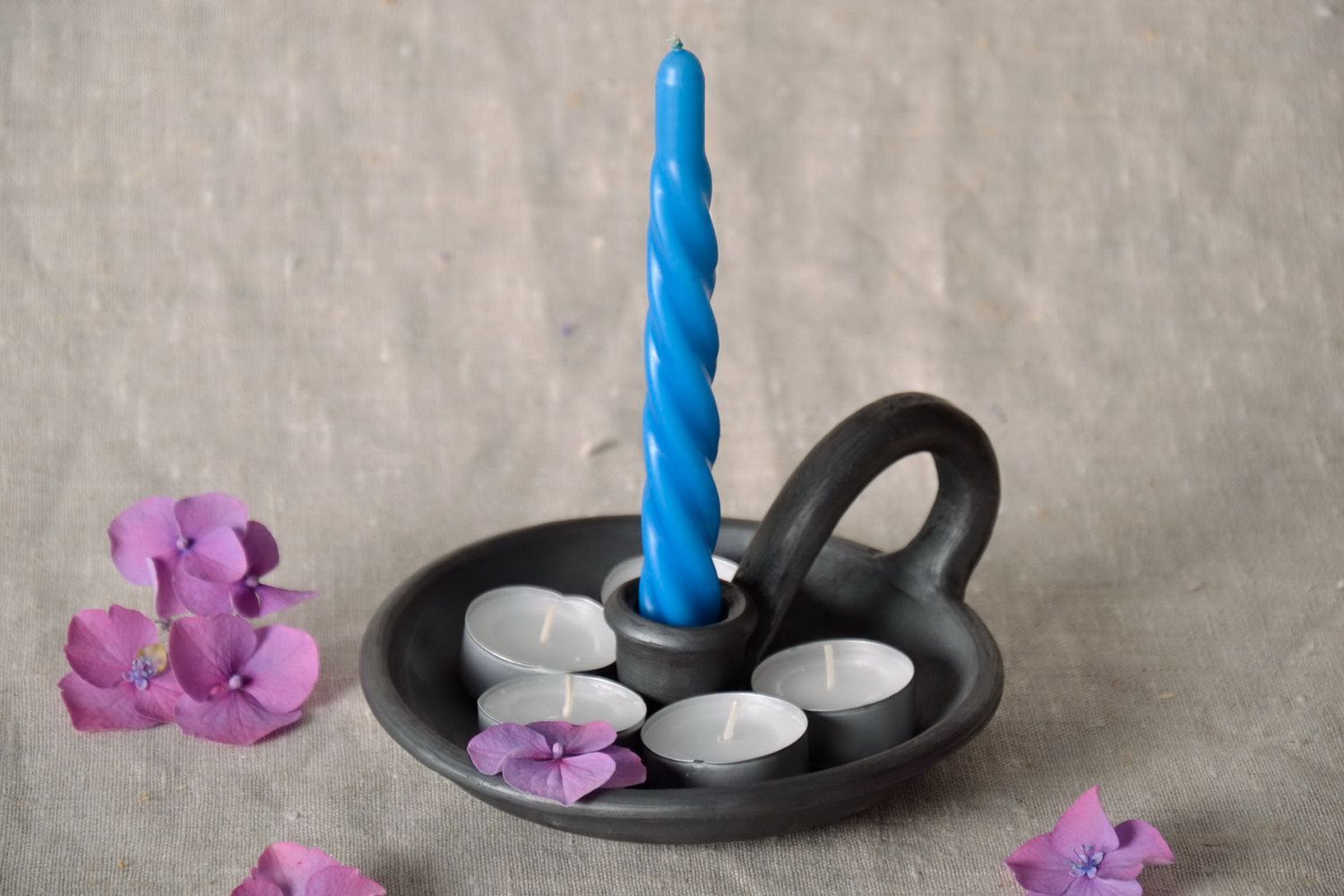 Clay candlestick, stand for candle photo 1