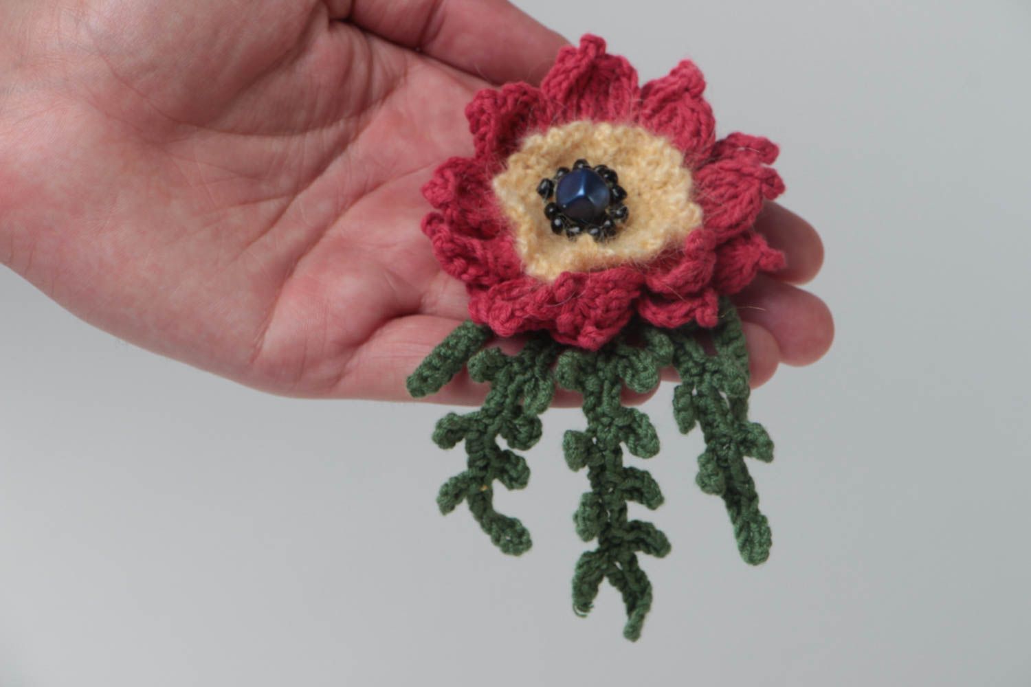 Handmade lovely brooch textile beautiful jewelry stylish flower accessory photo 5