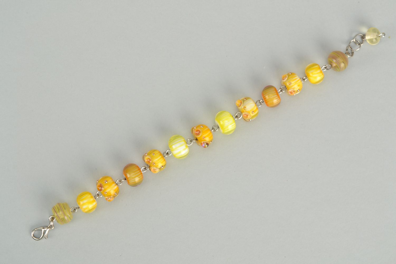 Bright yellow lampwork glass bracelet photo 6