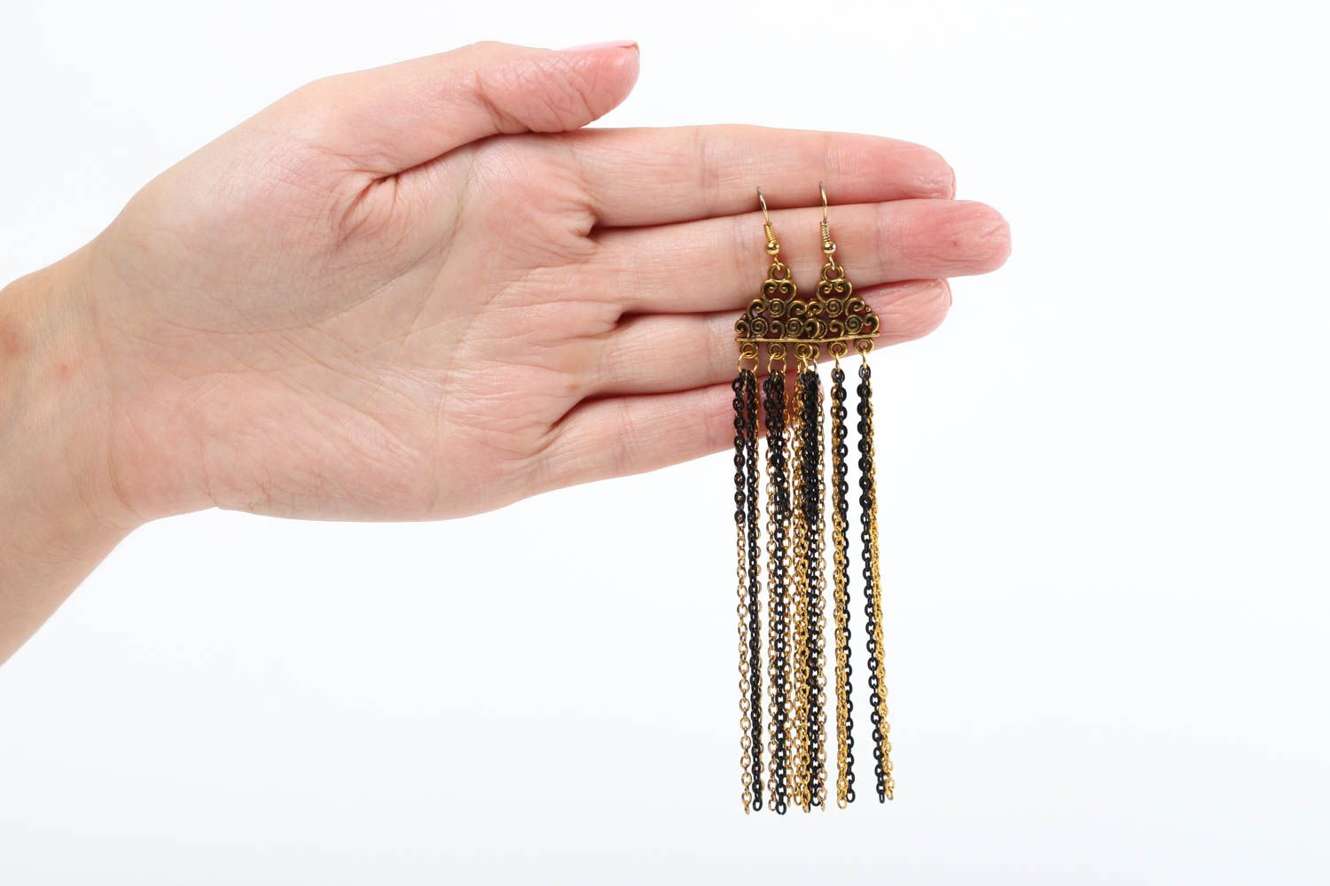 Orecchini pendenti in metallo fatti a mano accessori da donna regalo originale foto 5