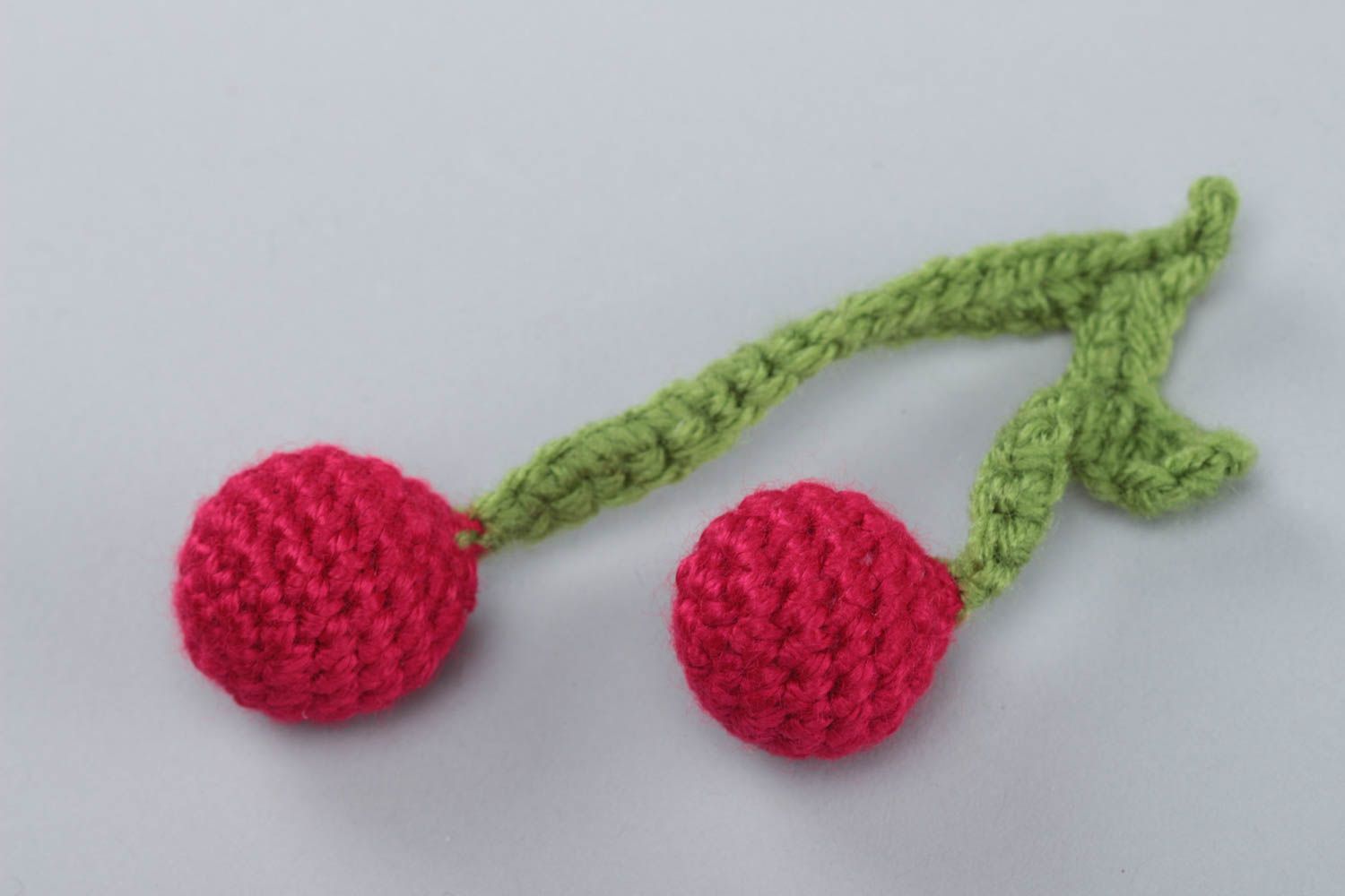 Handmade small designer crochet soft toy cherry for kids and interior decor photo 2