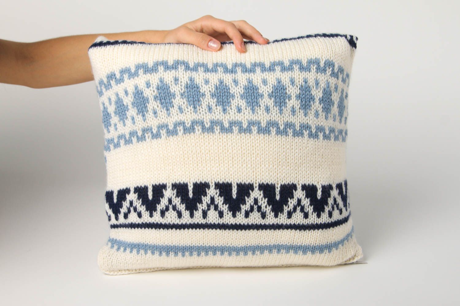Designer pillow knitted home decoration handmade soft cushion house accessory photo 2