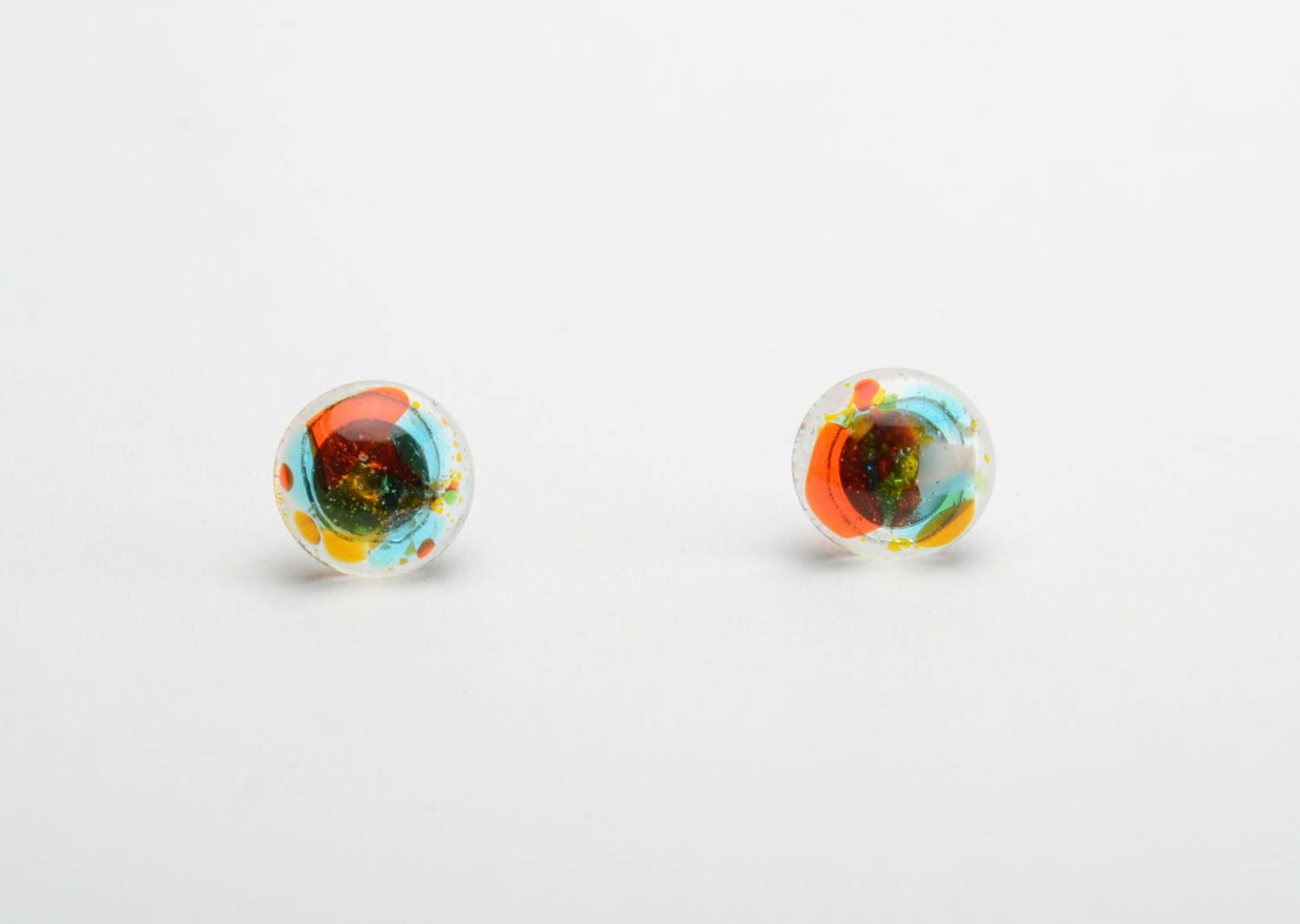 Handmade earrings made of fusing glass designer beautiful stylish accessory photo 5