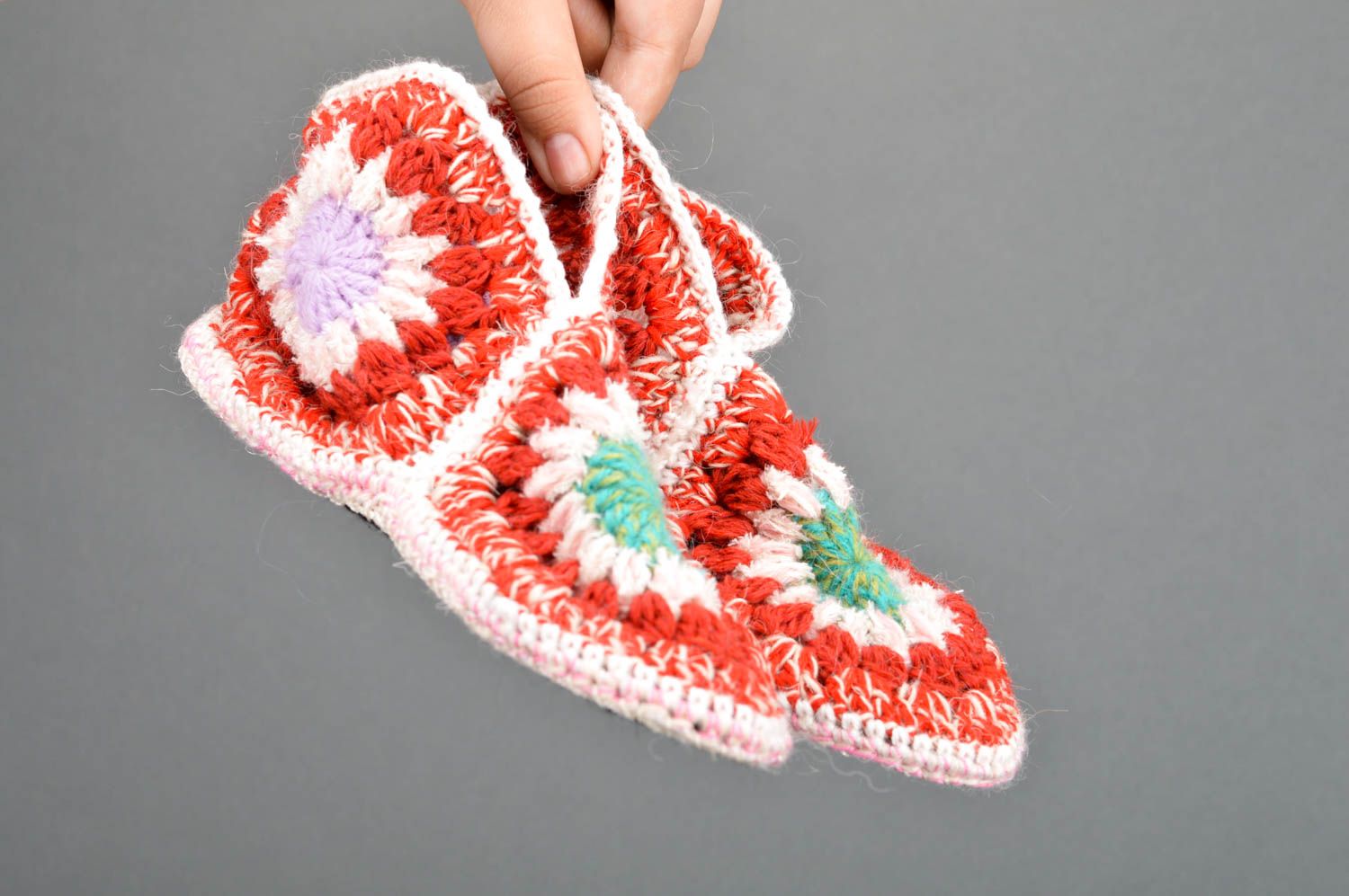 Unusual handmade crochet slippers house shoes warm womens slippers gifts for her photo 3