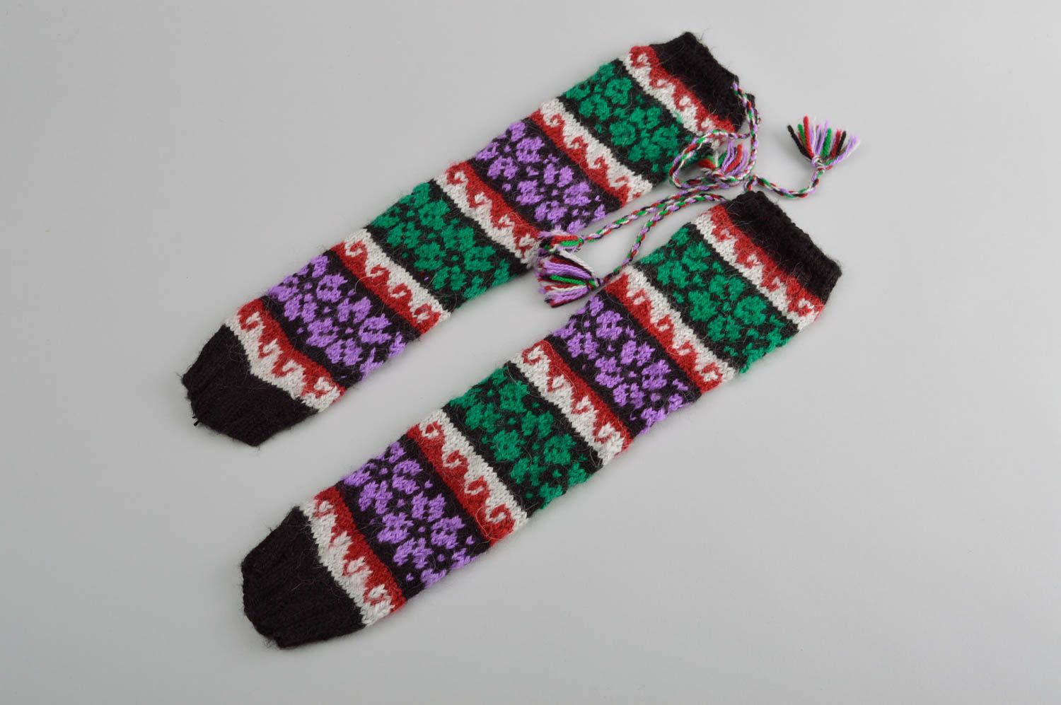 Handmade woolen socks warm patterned socks unusual winter accessories photo 2