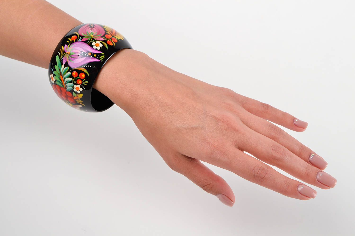 Damen Armband handmade Schmuck für Frauen Geschenk für Frauen breit schwarz  foto 3