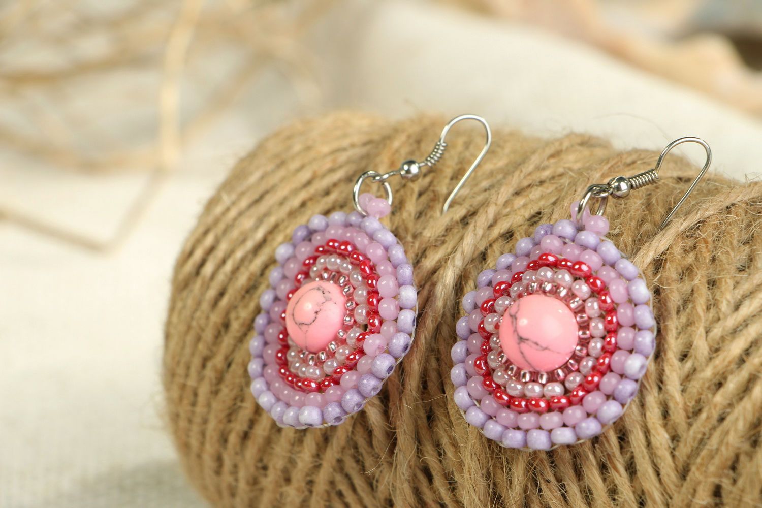 Earrings with beads and corals photo 2
