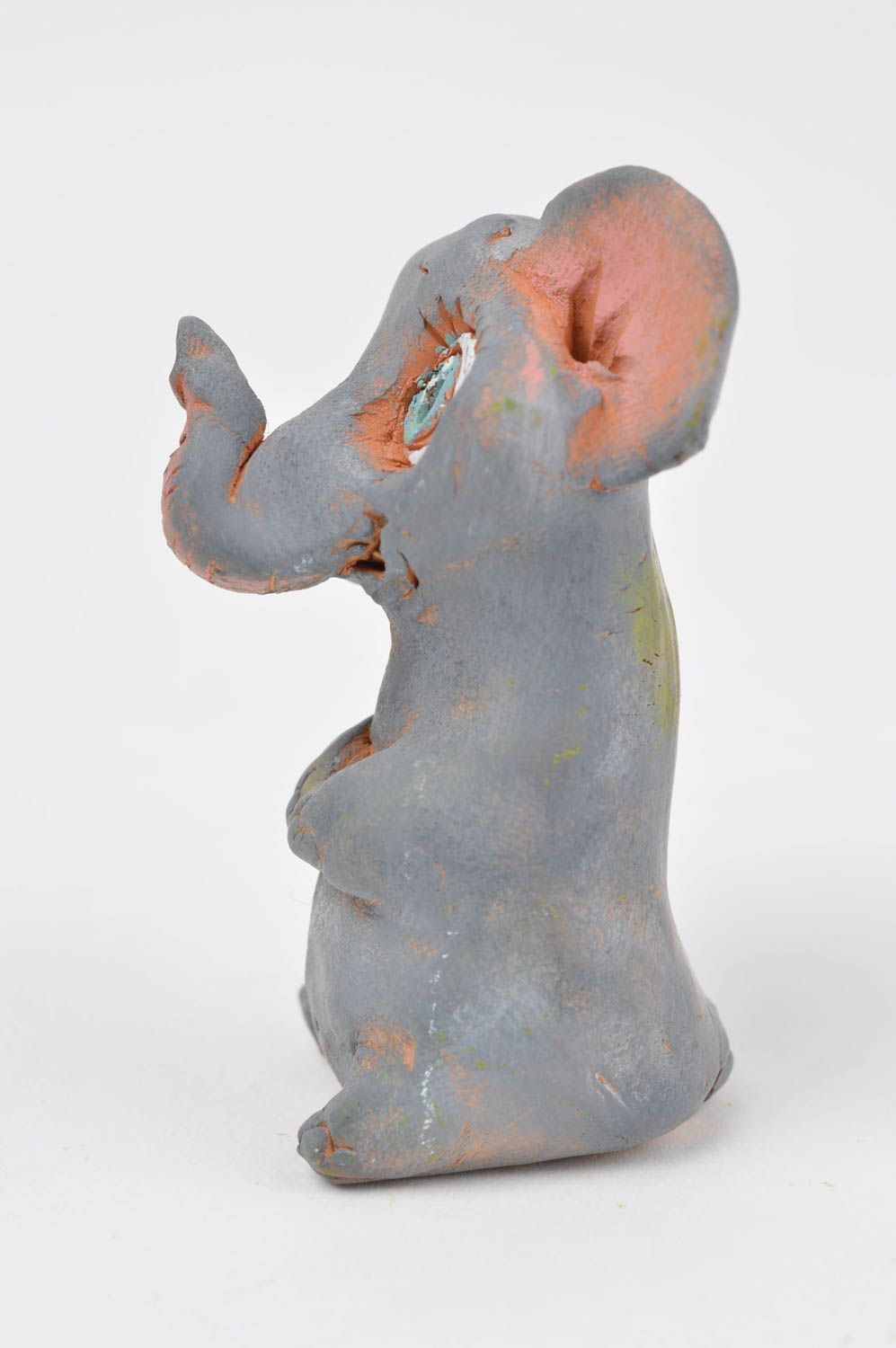 Статуэтка для декора слоненок ручной работы статуэтка животного фигурка из глины фото 3