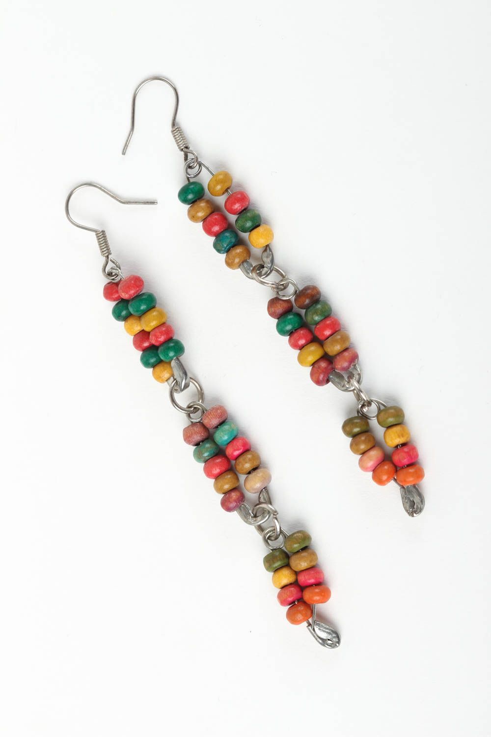 Handmade wooden earrings with charms colorful earrings long earrings gift photo 2
