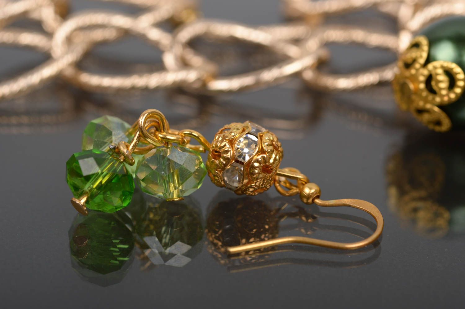 Украшения ручной работы ожерелье из бусин комплект украшений серьги с бусинам фото 3
