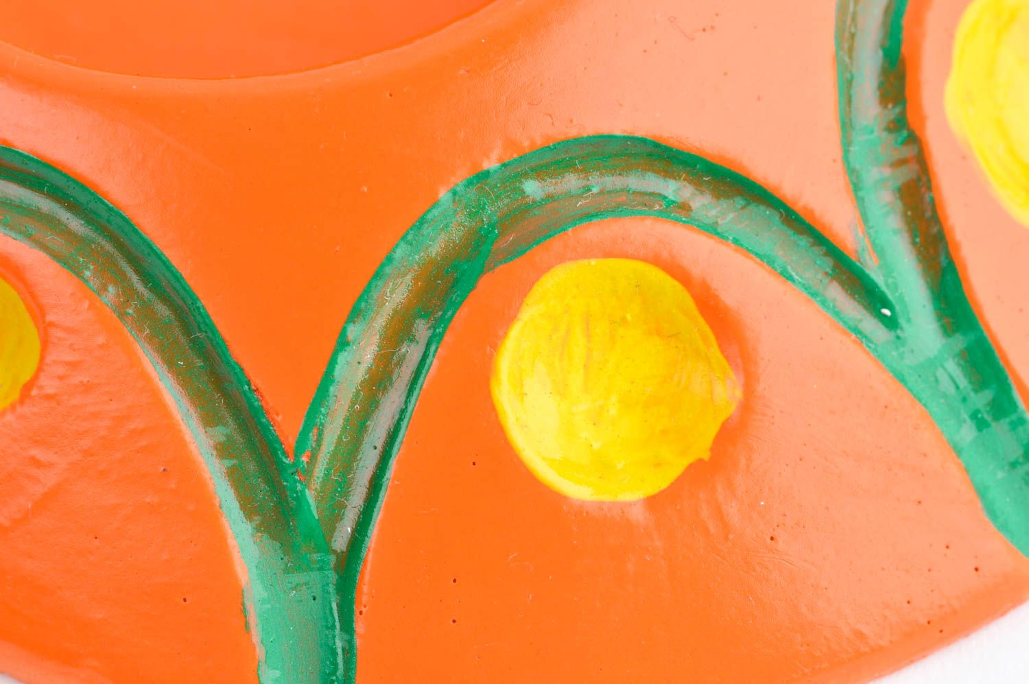 Оранжевый подсвечник ручной работы гипсовый подсвечник подставка под свечу  фото 5