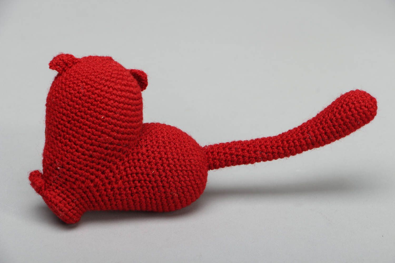 Doudou tricoté au crochet Chat bordeaux photo 3