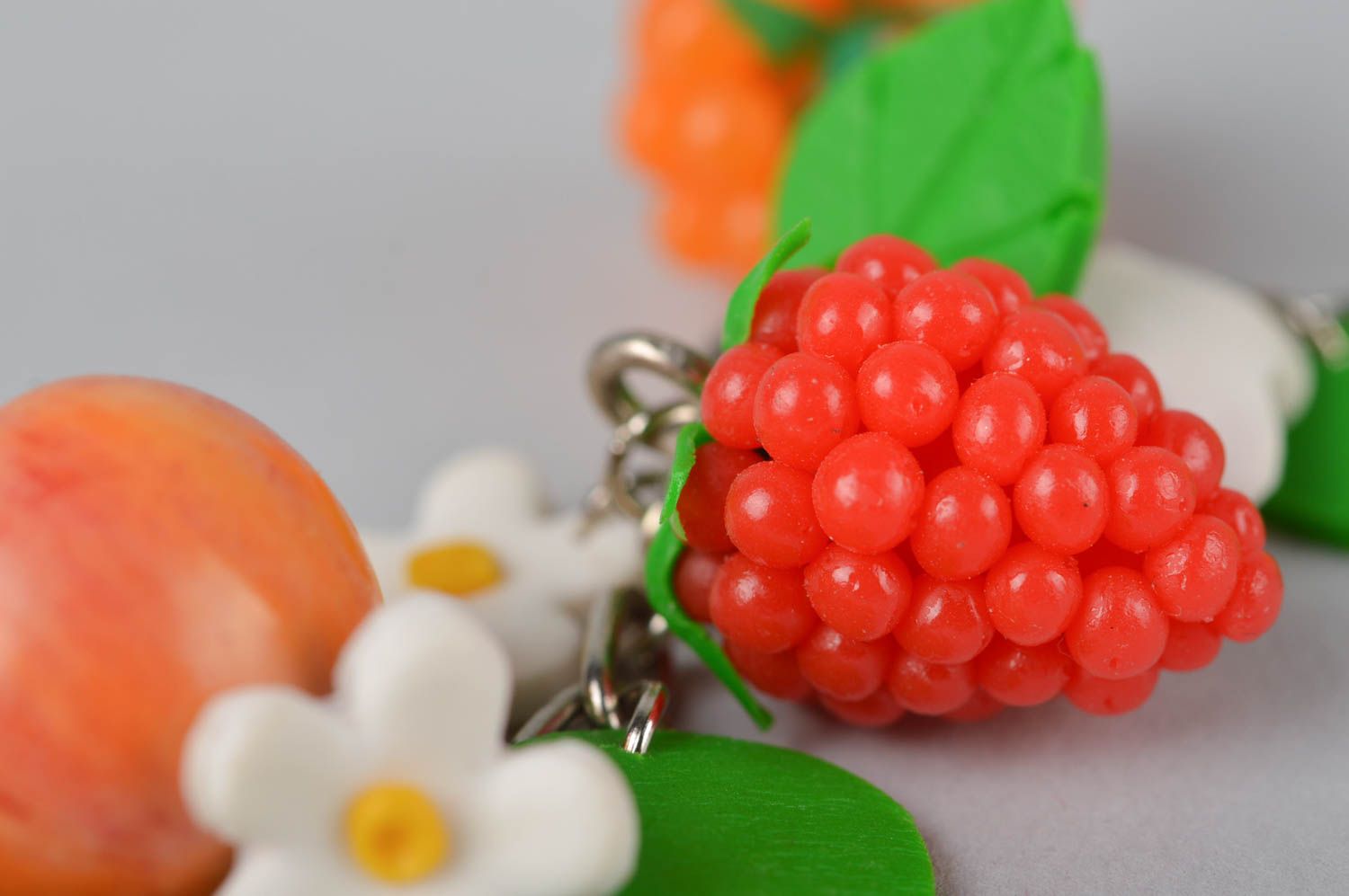 Handmade plastic bracelet with berries bracelet with charms made of polymer clay photo 3