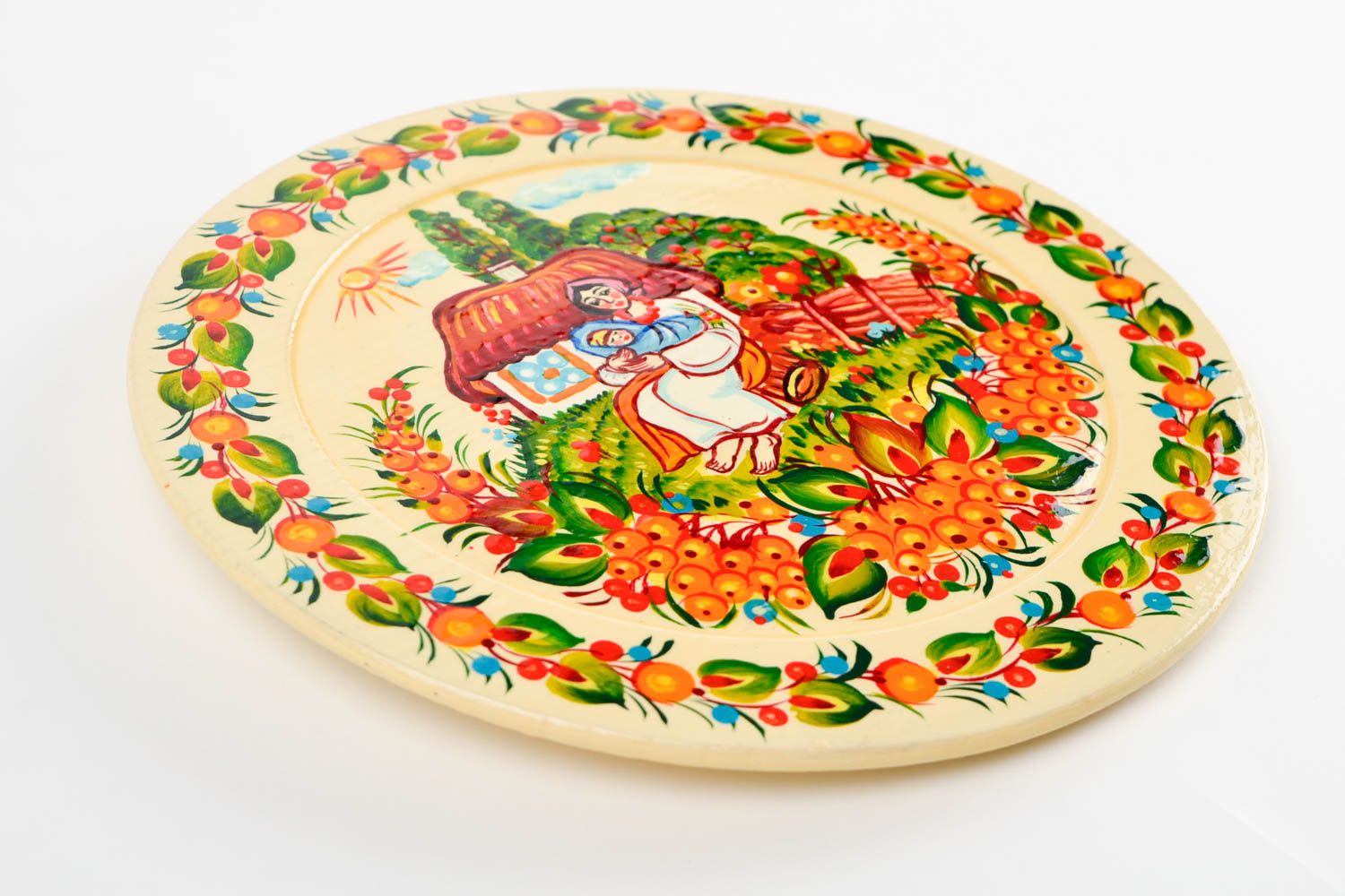 Тарелка с росписью ручной работы подарочная тарелка декор для дома красивая фото 3