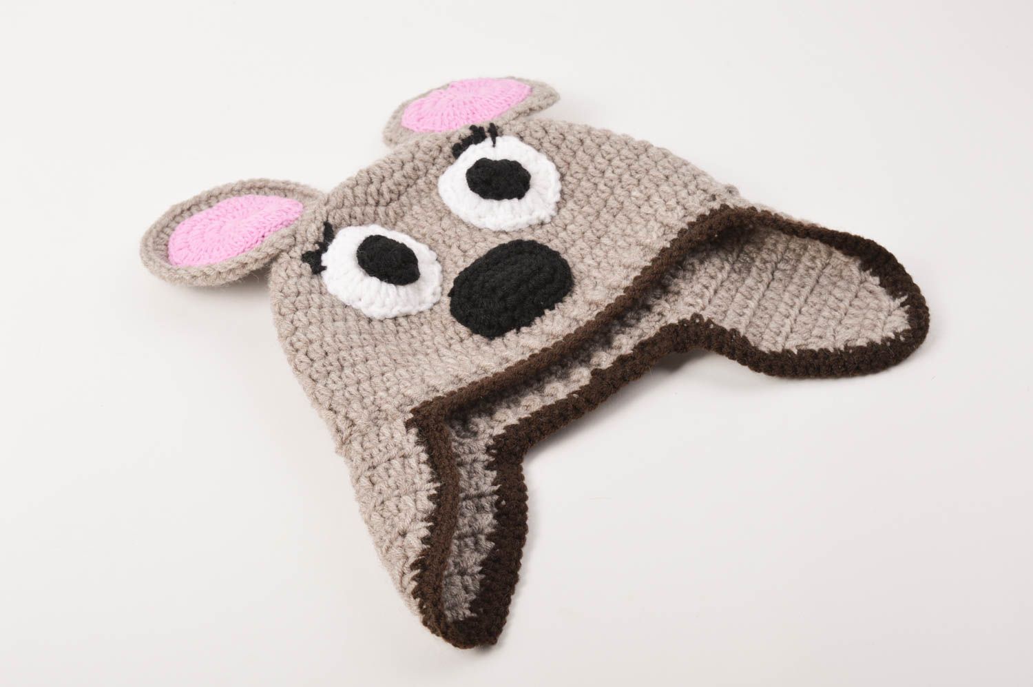 Gorro para niños artesanal con forma de rata gris regalo original moda infantil foto 2