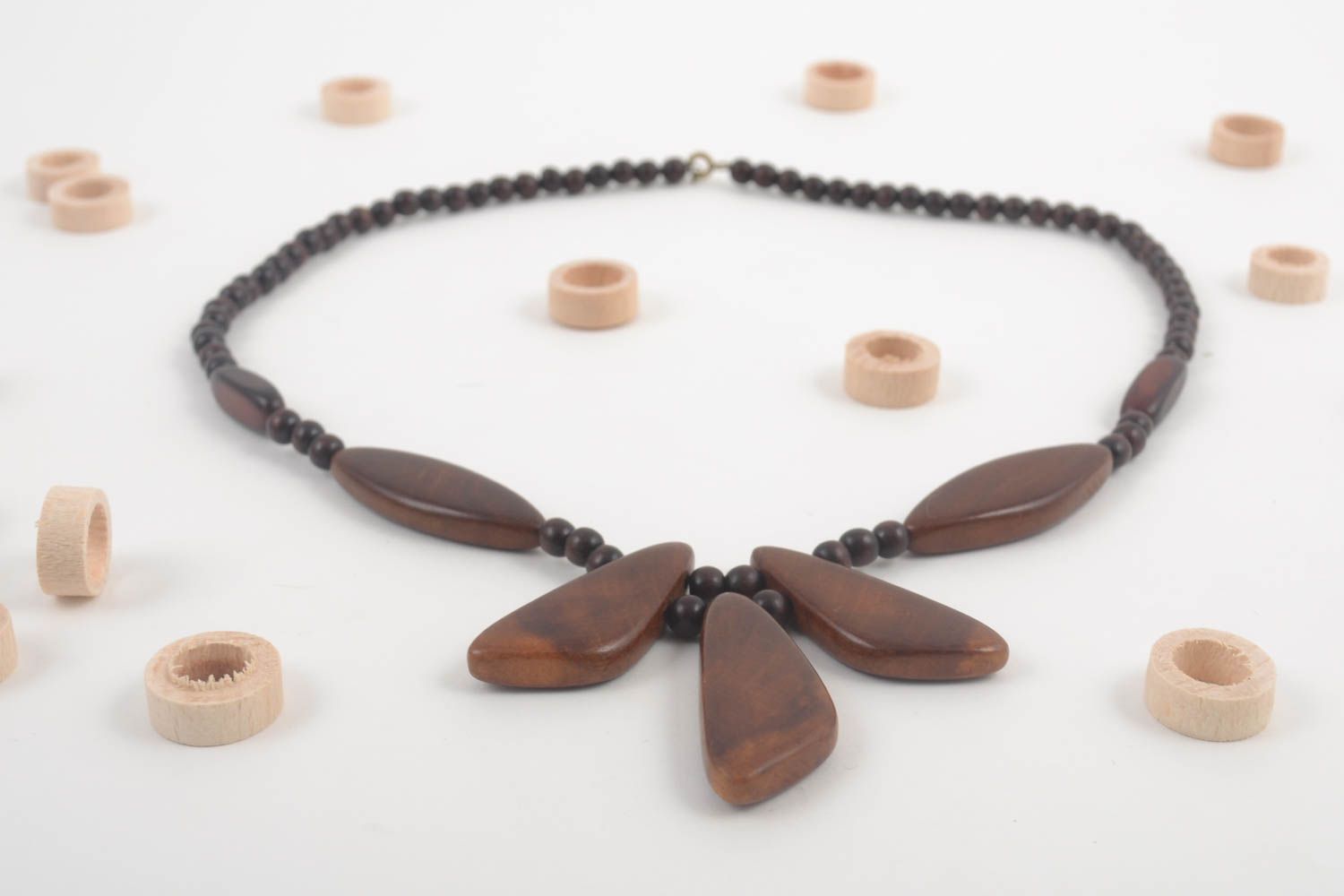 Handmade wooden necklace handmade jewelry wooden accessories for women photo 1