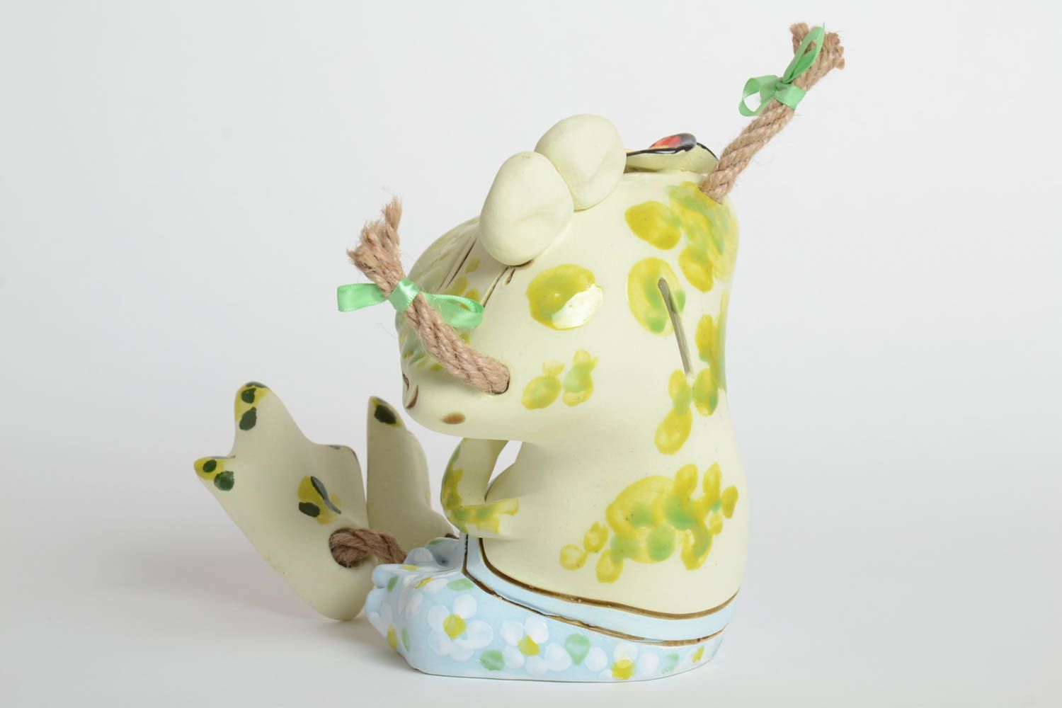 Unusual ceramic moneybox designer souvenir for kids cute frog moneybox photo 5