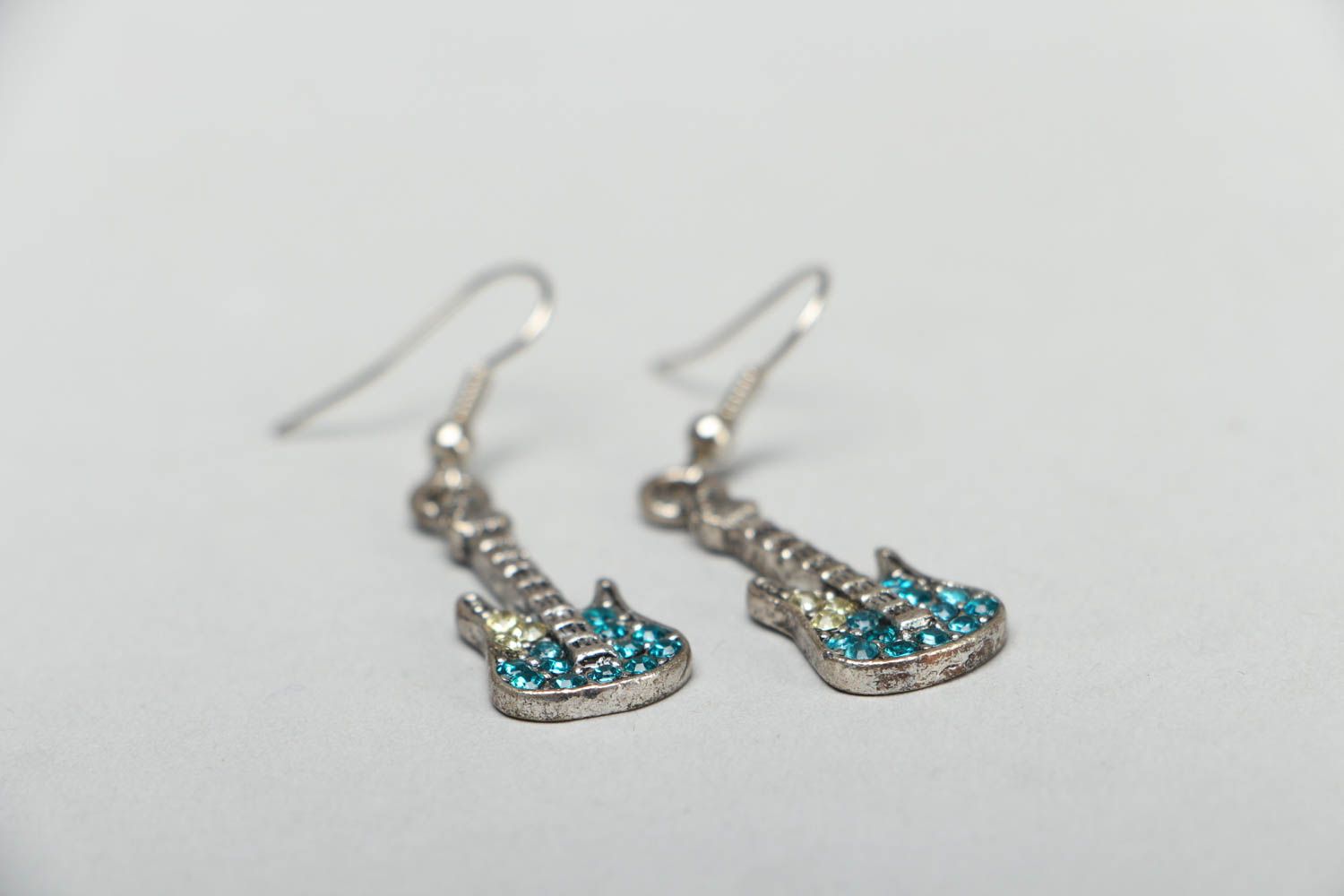 Metal earrings with strasses Electric Guitar photo 2