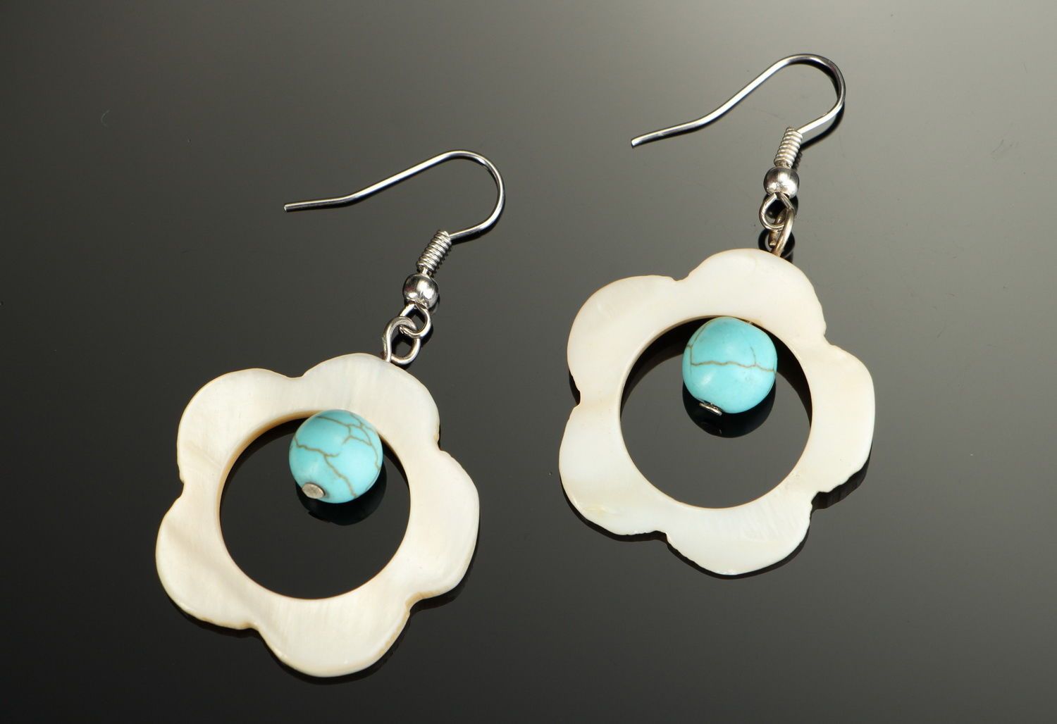 Earrings with nacre and turquoise photo 3