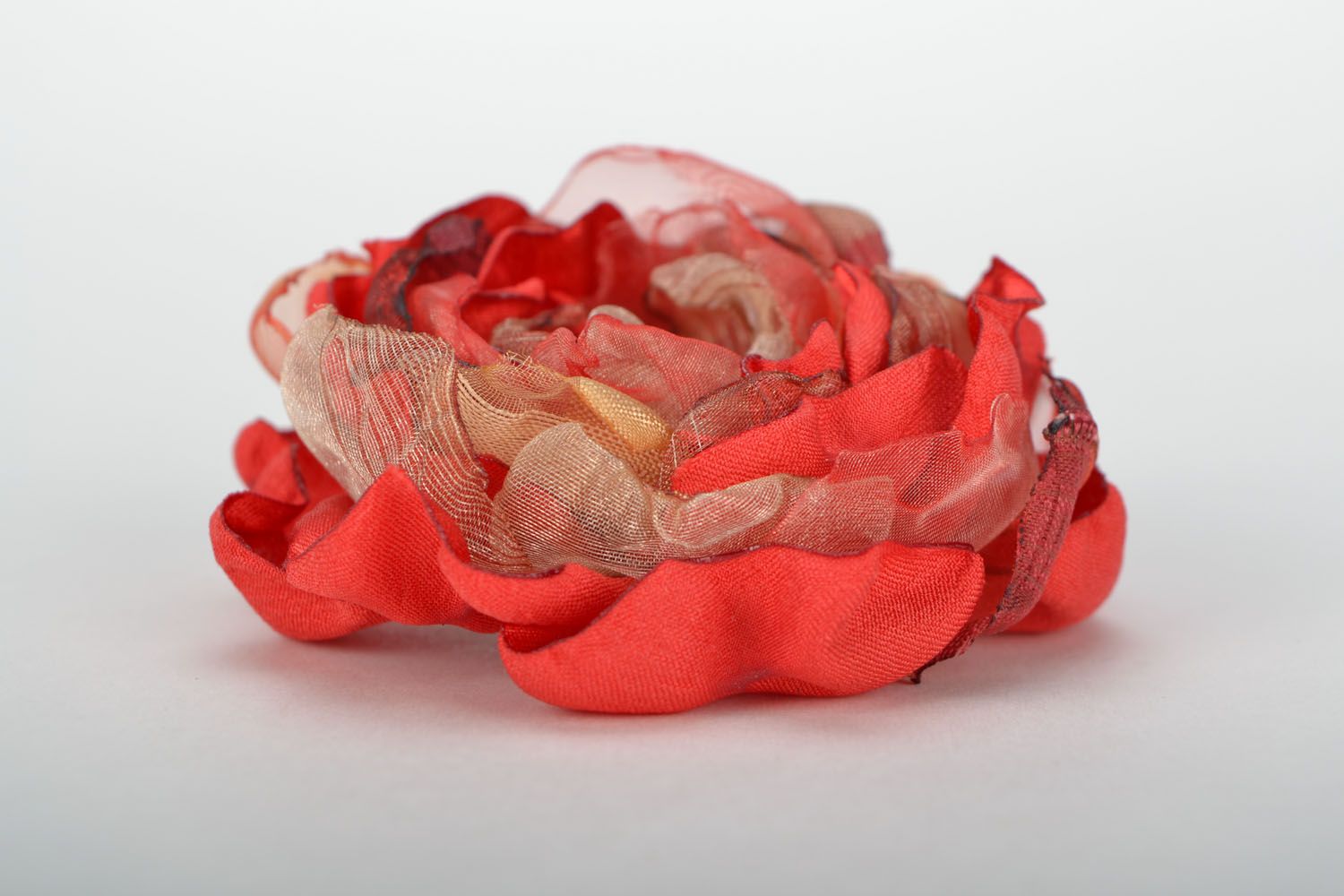 Red brooch-hairpin in the shape of flower photo 4